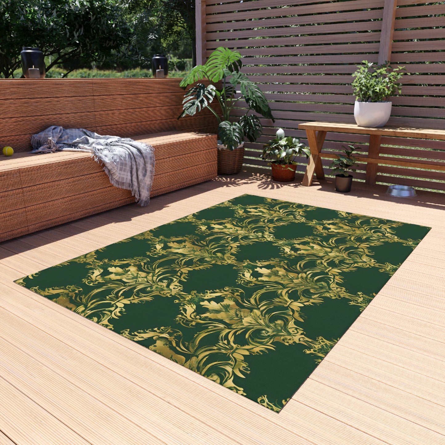 Chenille Outdoor Rug with No-Skid Backing Cozy Outdoor Carpet Patio Decor Gazebo Rug Pool Area Decor Outdoor Kitchen Carpet