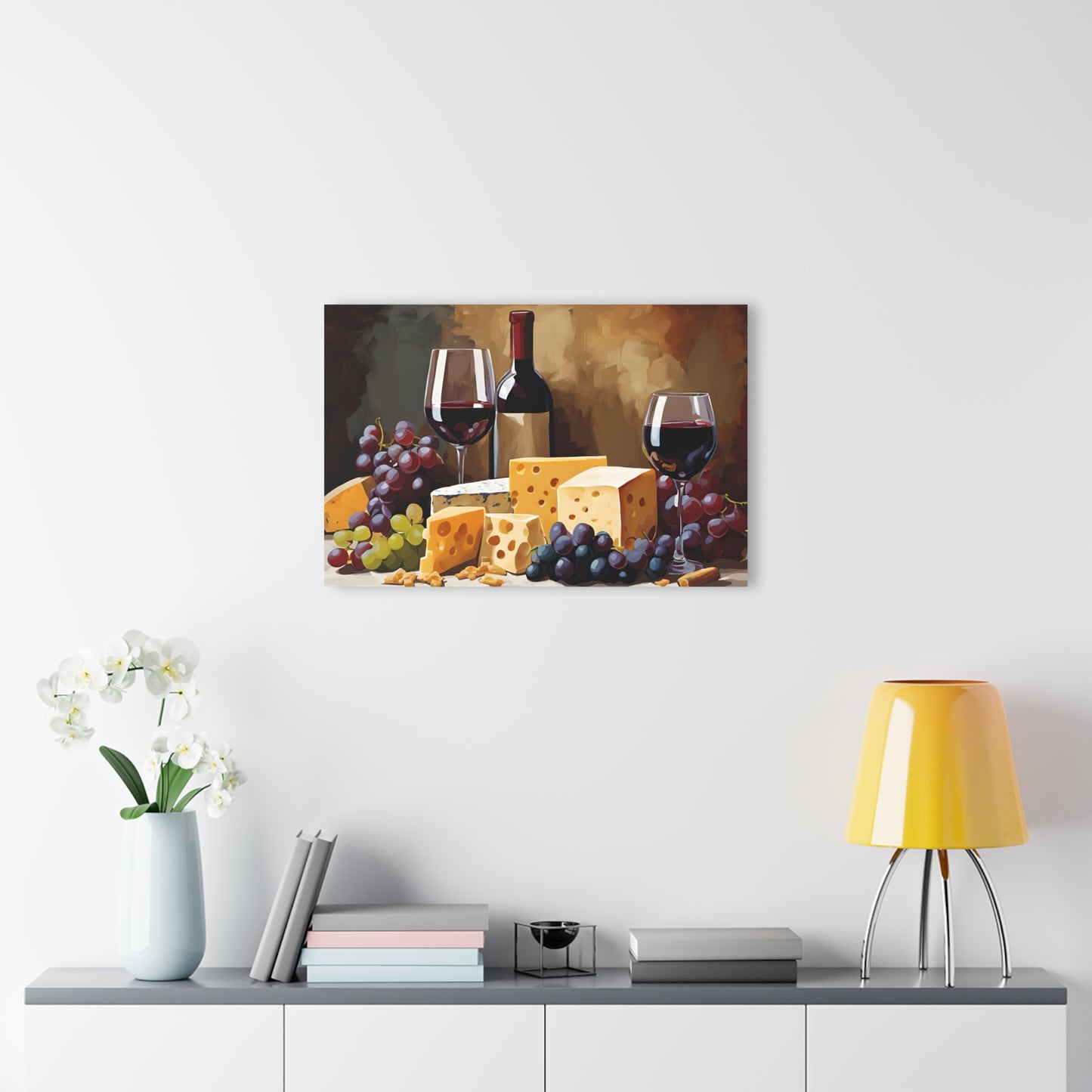 Wine Bottle Design Acrylic Print with Fruit and Cheese Grape Lover Wall Art Gift Charcuterie Artwork Modern Wine Lover Farmhouse Home Decor