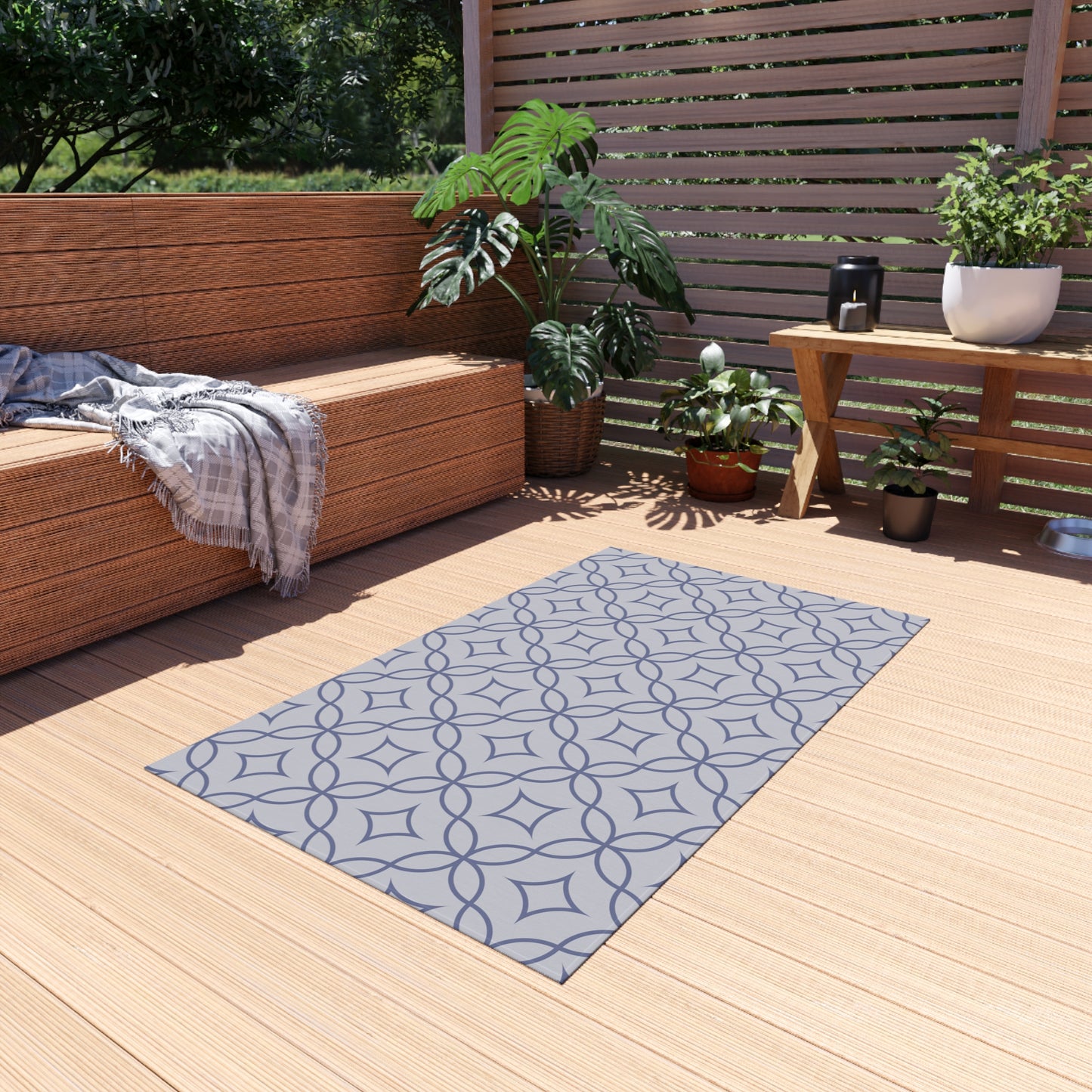 Chenille Outdoor Rug with No-Skid Backing Cozy Outdoor Carpet Grey Patio Decor Gazebo Rug Pool Area Decor Outdoor Kitchen Carpet