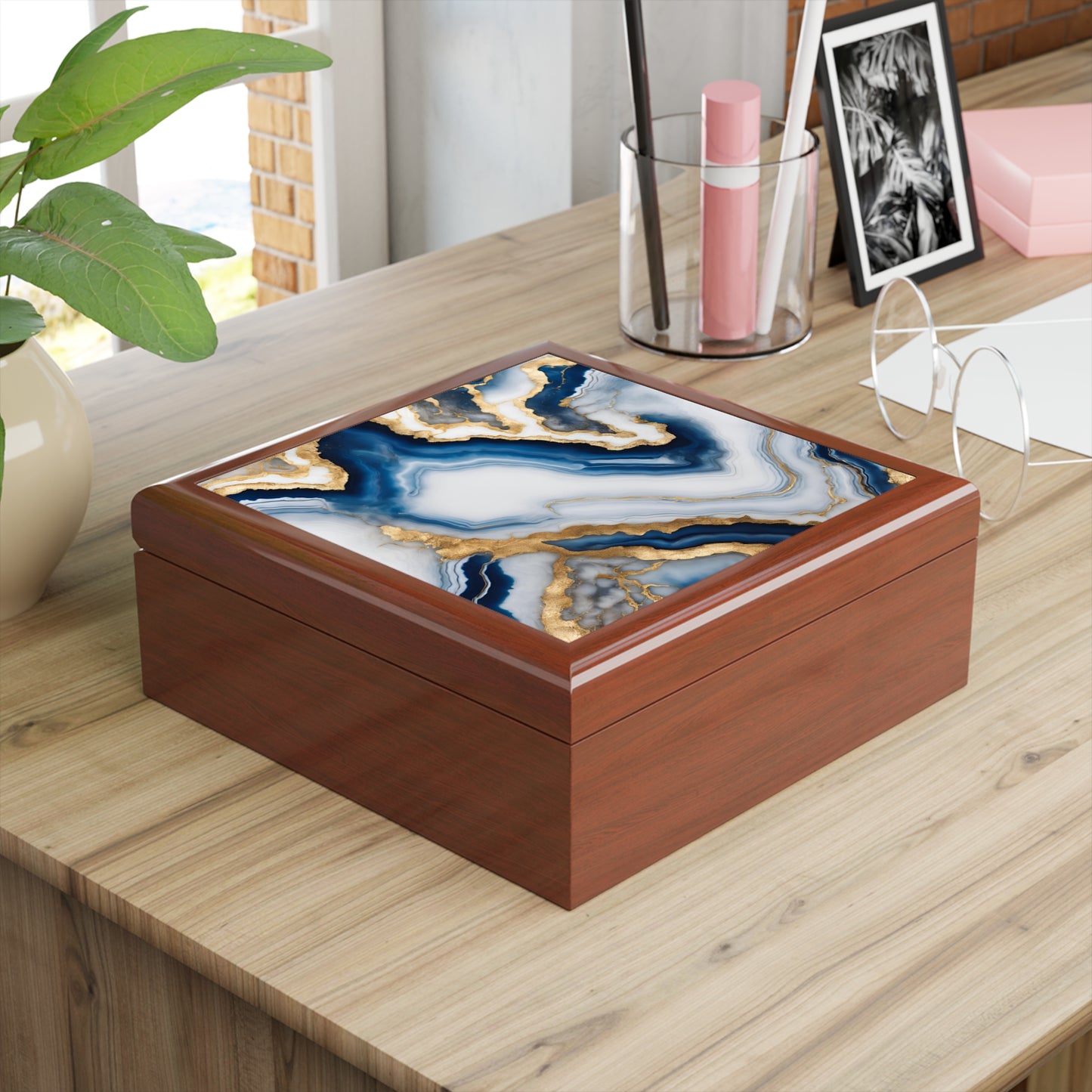Unique Art Print Design Jewelry Box Trinket Box Bedroom Dresser Decor Vanity Gift Box - 3 colors to choose from