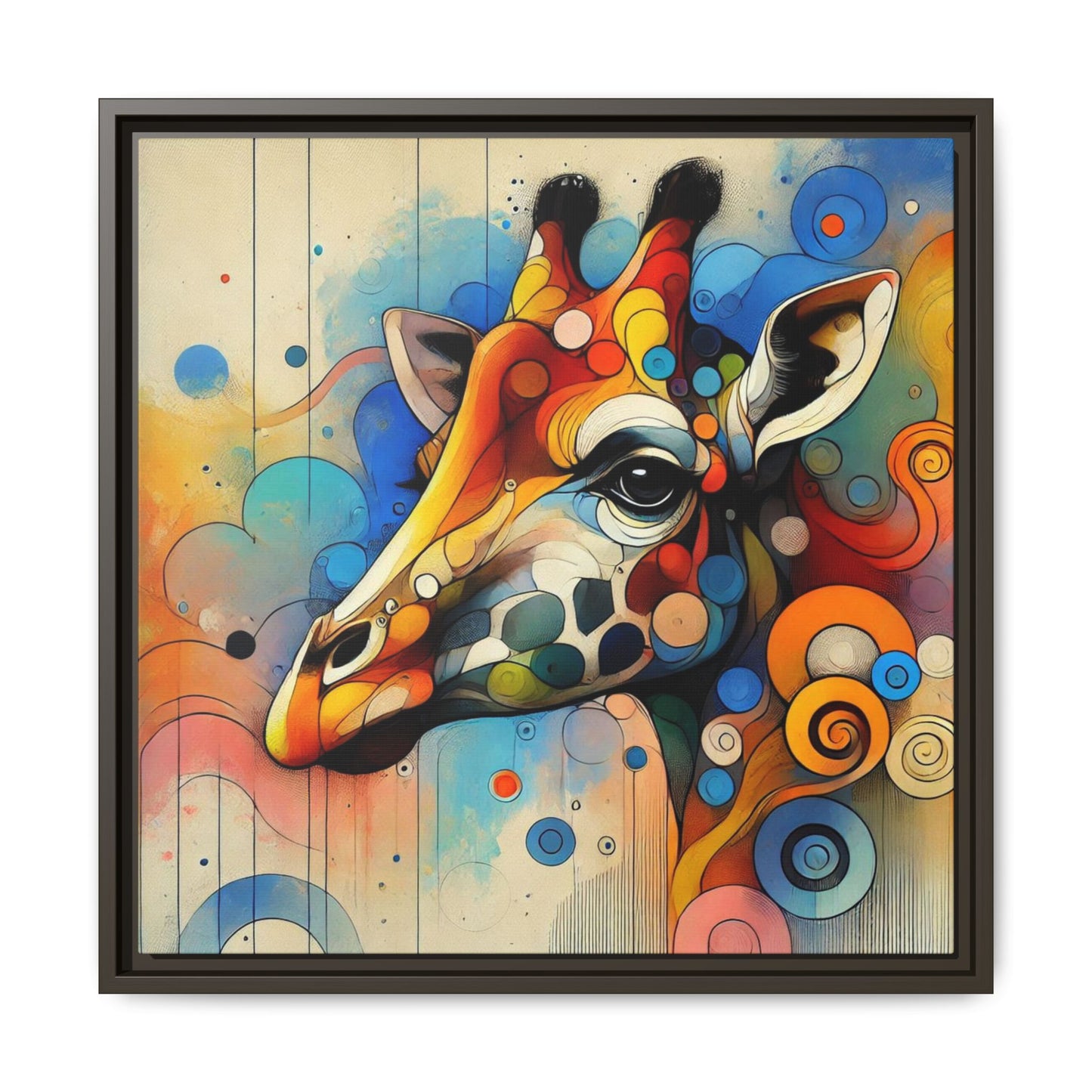 Modern Giraffe Print Abstract Design Unique Framed Canvas Print African Wall Art Animal Lover Gift Nature Lover Decor 3 frame colors
