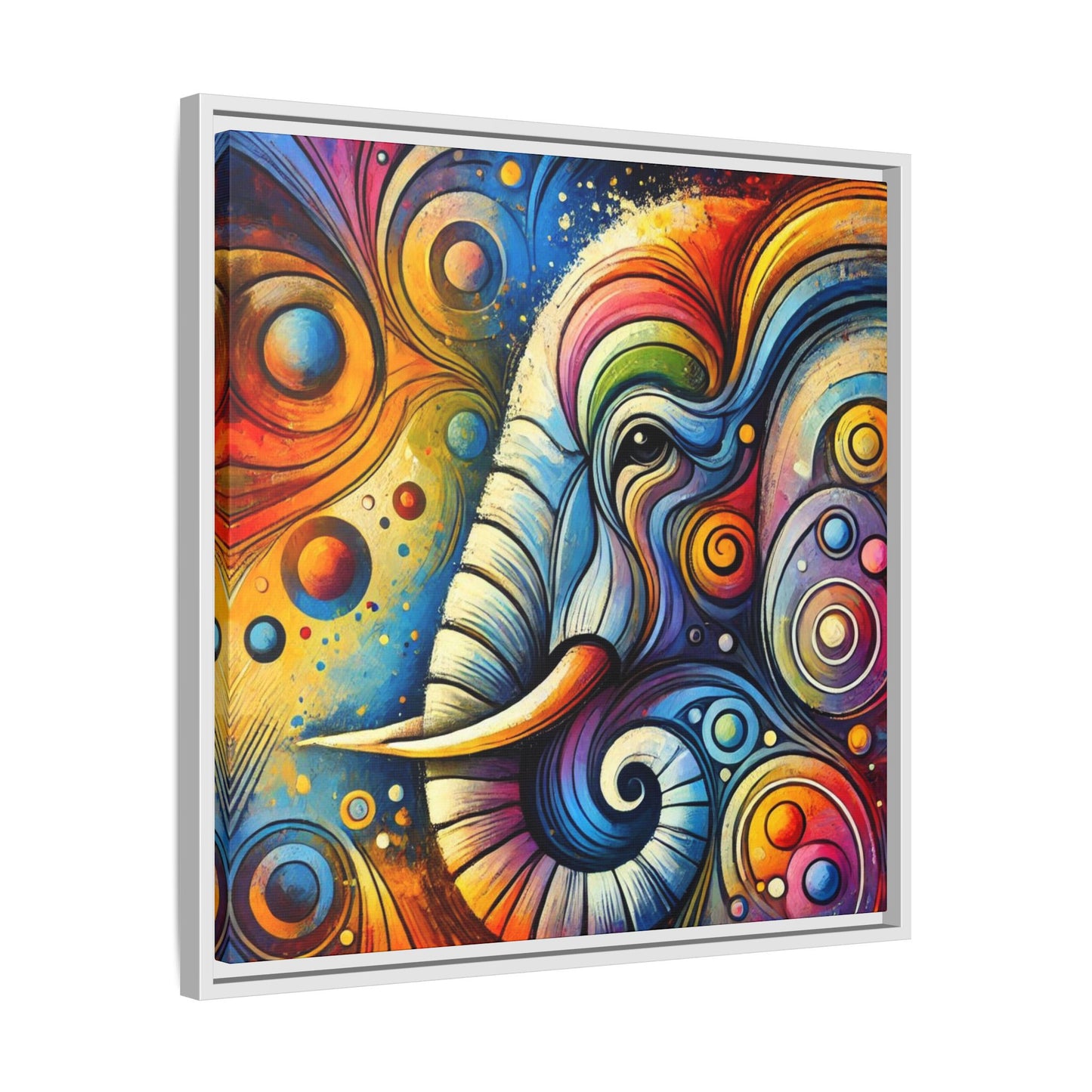 Modern Elephant Print Abstract Design Unique Framed Canvas Print African Wall Art Animal Lover Gift Nature Lover Decor 3 frame colors