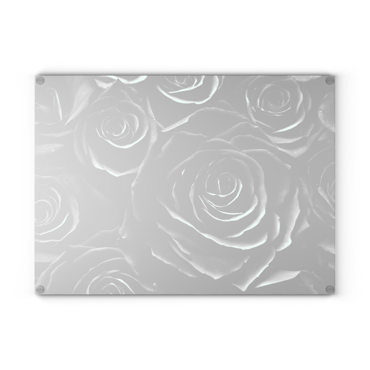 Kitchen Decor Glass Cutting Board Serving Tray with Black Rose Design Floral Pattern Cutting Board Gift for Home Cook Charcuterie Board