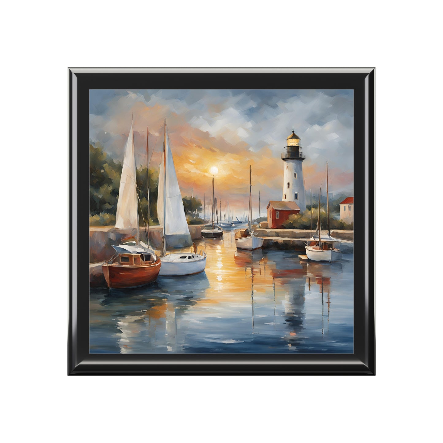 Unique Sail Boats Art Nautical Print Design Jewelry Box Trinket Box Bedroom Dresser Decor Vanity Gift Box - 3 colors to choose from