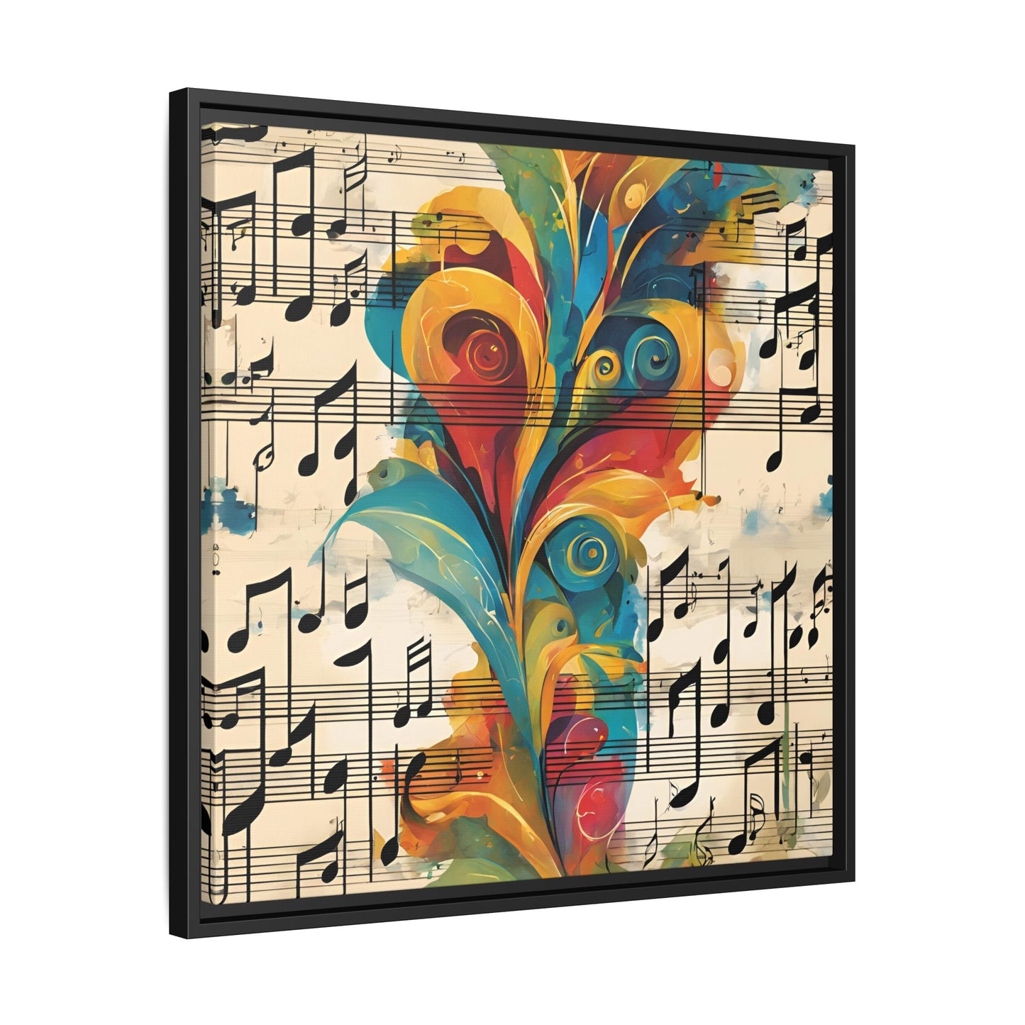 Modern Sheet Music-Themed Print Abstract Design Unique Framed Canvas Print Treble Clef Note Wall Art Music Lover Gift Decor 3 frame colors