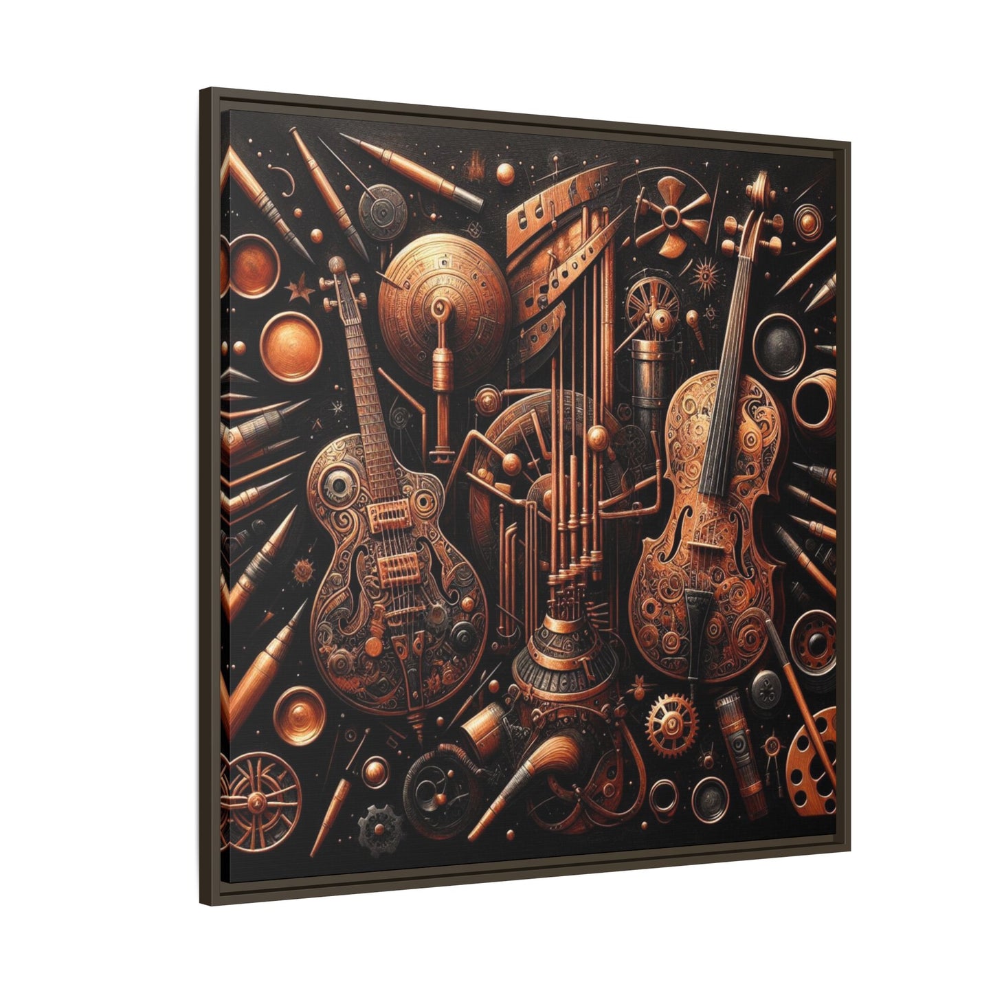 Modern Music-Themed Print Abstract Design Unique Framed Canvas Print Steampunk Wall Art Music Lover Gift Decor 3 frame colors