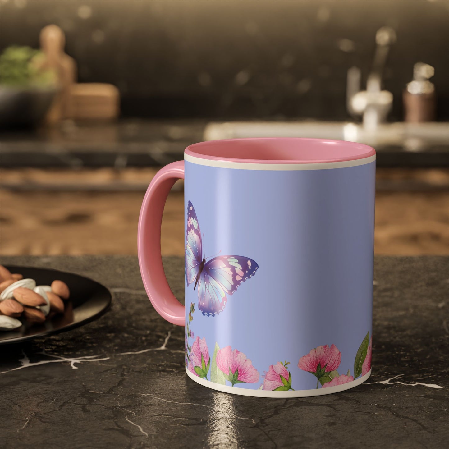 Butterfly Mug and Flowers Mug Butterfly Lover Gift Zen Garden Coffee Mug