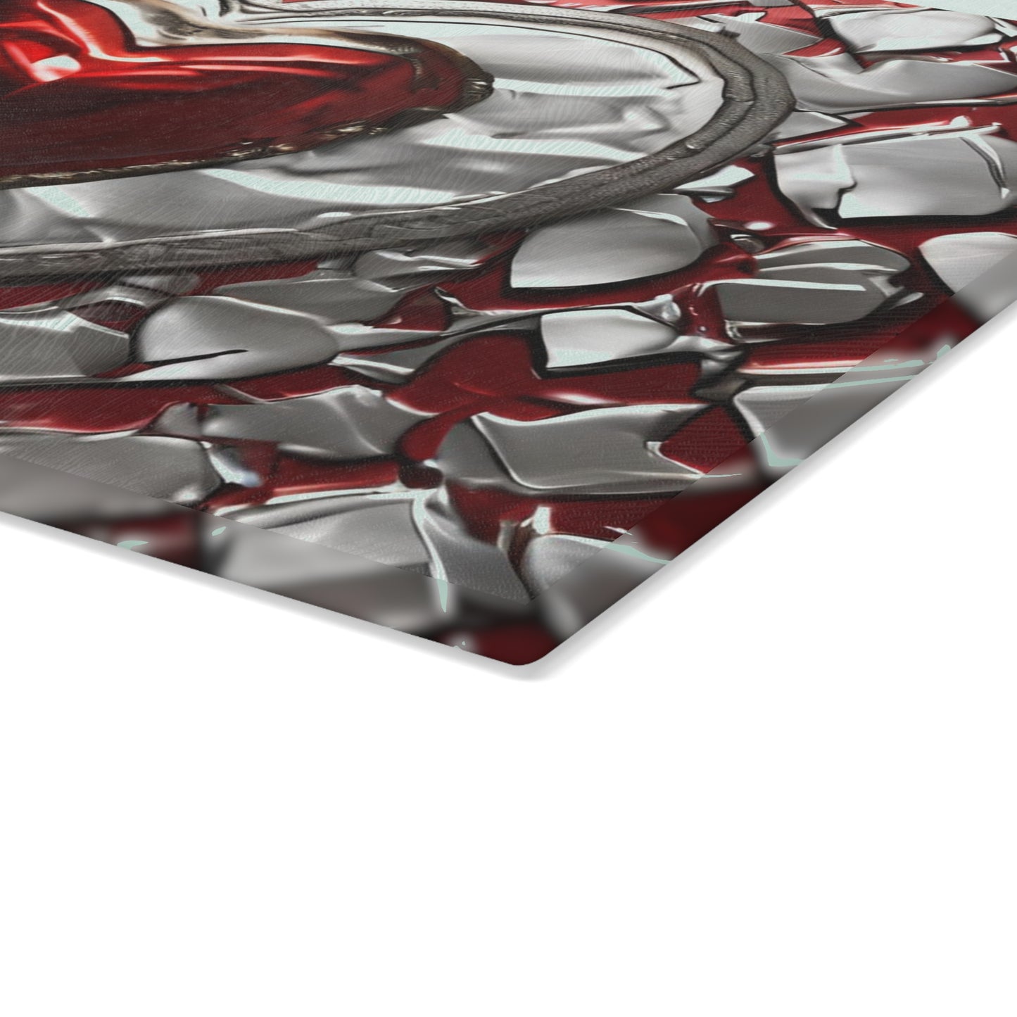 Kitchen Decor Glass Cutting Board Serving Tray with Heart Design Retro Damask Pattern Cutting Board Gift for Home Cook Charcuterie Board