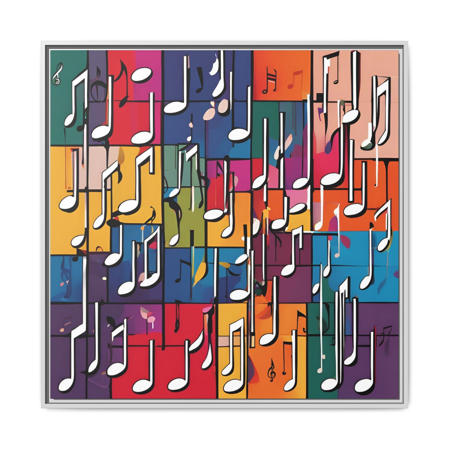 Modern Music-Themed Print Abstract Design Unique Framed Canvas Print Treble Clef Note Wall Art Music Lover Gift Decor 3 frame colors
