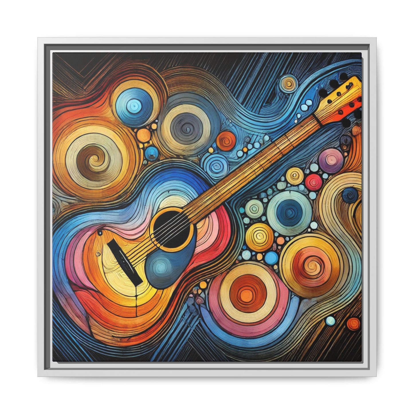 Modern Music-Themed Print Abstract Design Unique Framed Canvas Print Guitar Wall Art Music Lover Gift Decor 3 frame colors