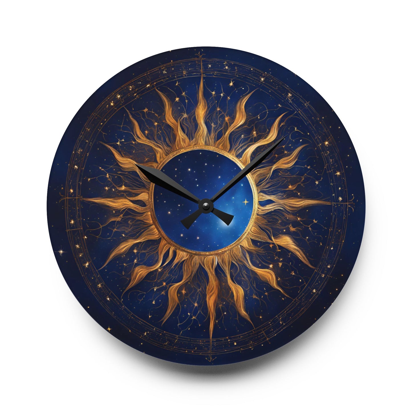 Boho Celestial Design Acrylic Office Clock Unique Colorful Wall Clock for Kitchen or Living Room Astrological Blue Moon Gift