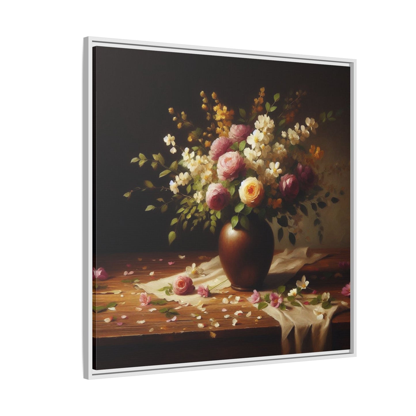 Vase of Flowers Unique Framed Canvas Wall Art Flower Lover Gift Wildflower Artwork Nature Lover Lanscape Gift 3 frame colors