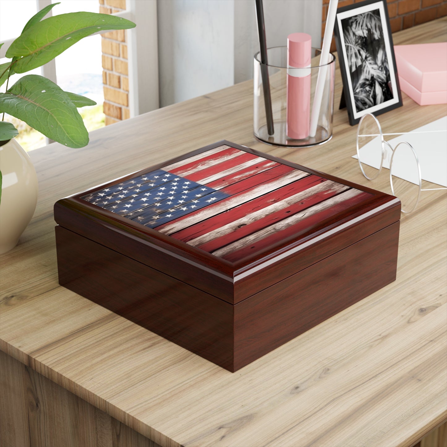Unique Art Print Design Jewelry Box Trinket Box Bedroom Dresser Decor Vanity Gift Box - 3 colors to choose from