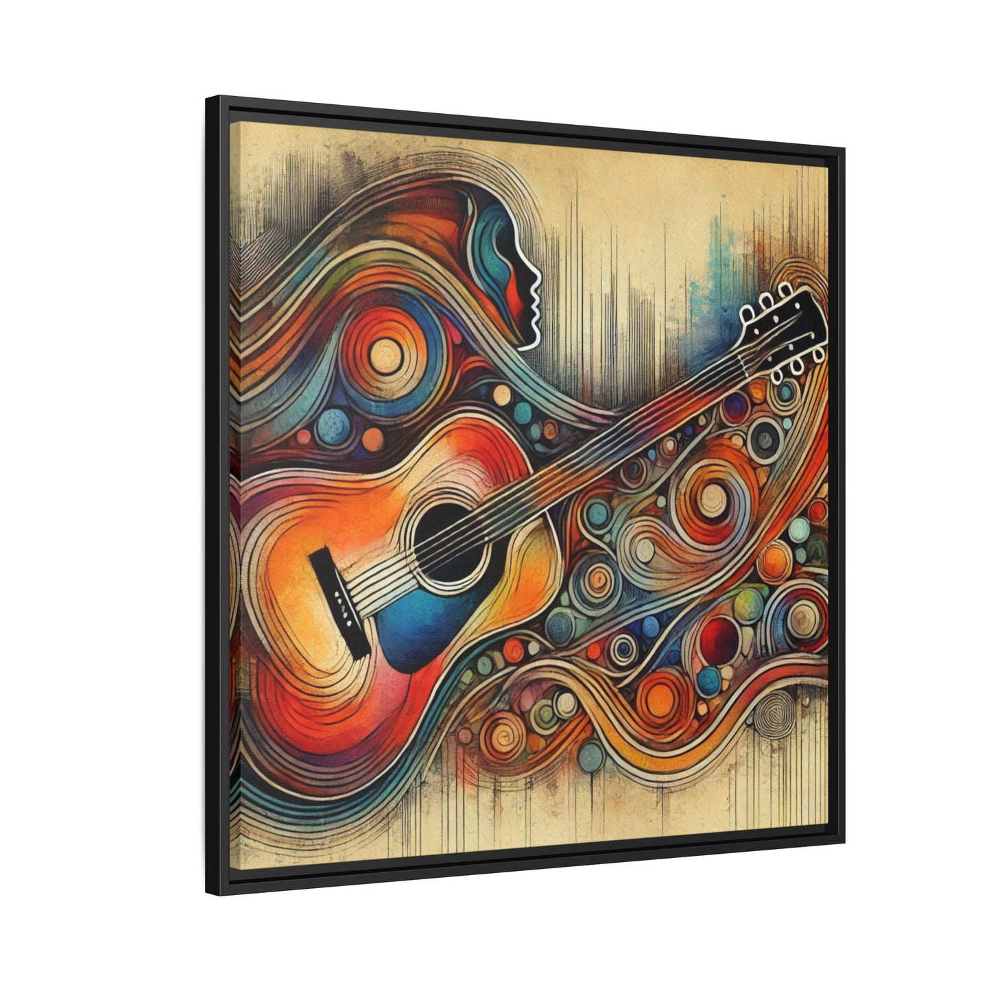 Modern Music-Themed Print Abstract Design Unique Framed Canvas Print Guitar Wall Art Music Lover Gift Decor 3 frame colors