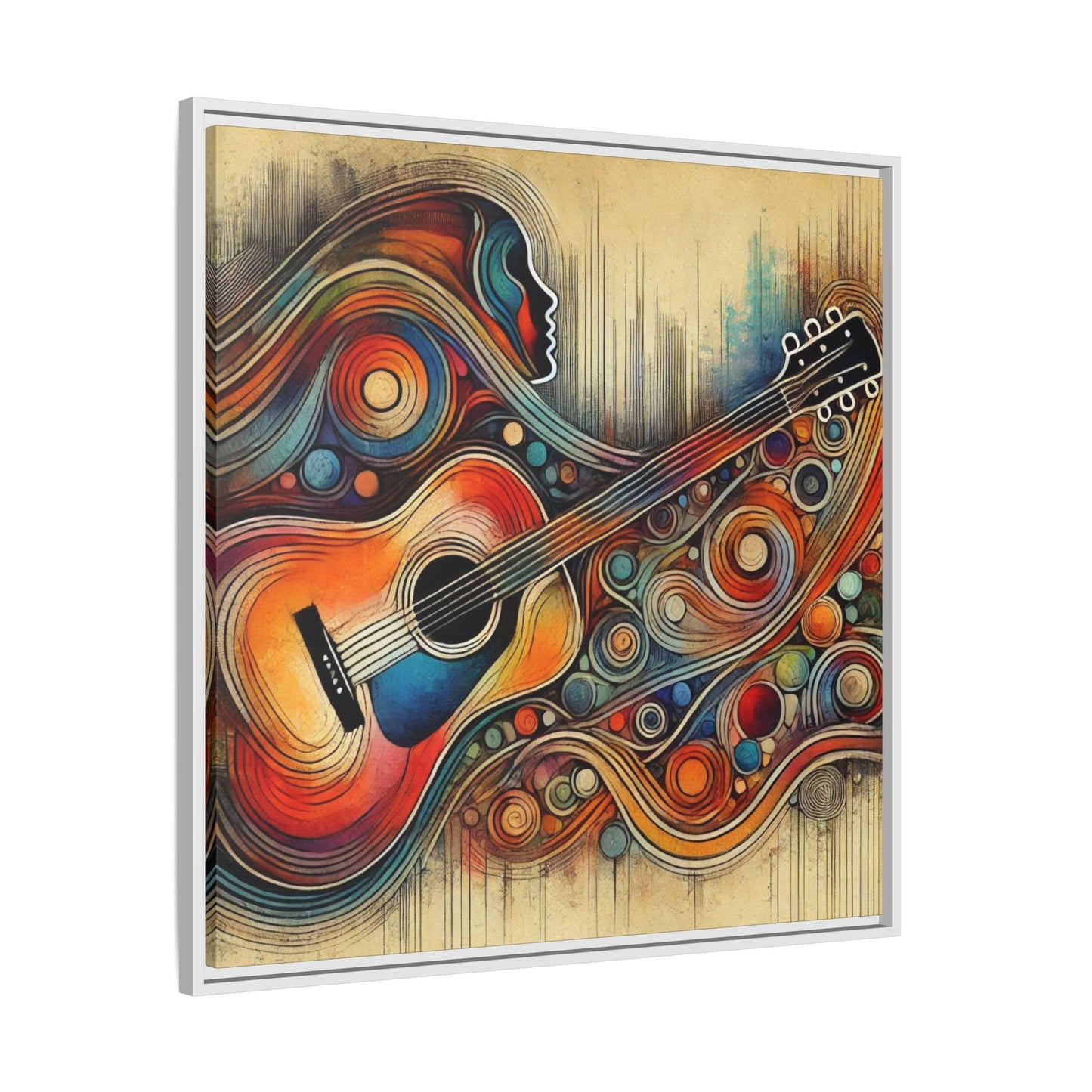 Modern Music-Themed Print Abstract Design Unique Framed Canvas Print Guitar Wall Art Music Lover Gift Decor 3 frame colors