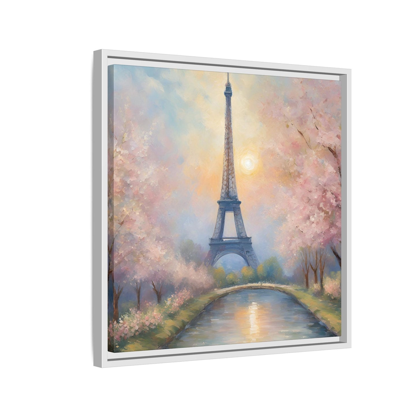 Modern Abstract Pastel Eiffel Tower Design Unique Framed Colorful Canvas Landscape Wall Art Paris France Gift Landscape Gift 3 frame colors