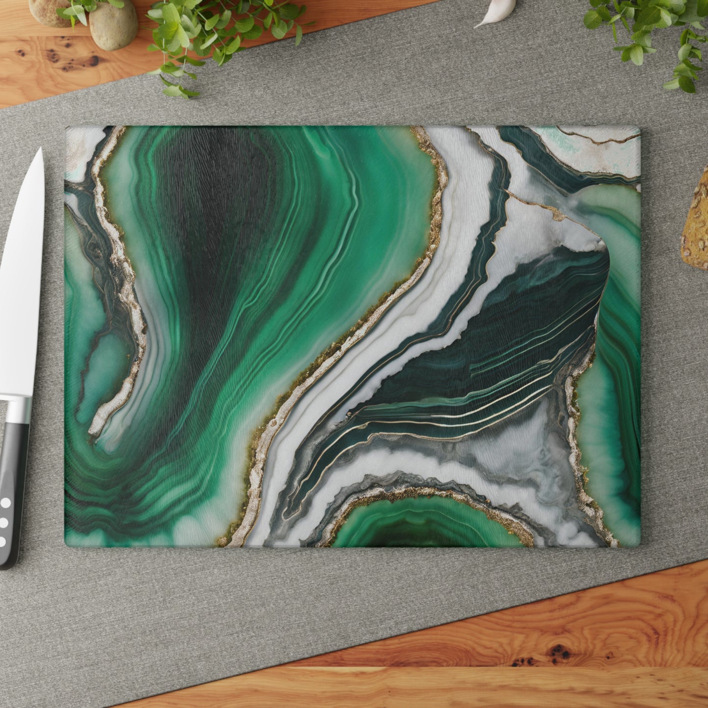 Kitchen Decor Glass Agate-look Image Nature Lover Cutting Board Serving Tray Home Cook Gift Colorful Glass Geode-inspired Charcuterie Board