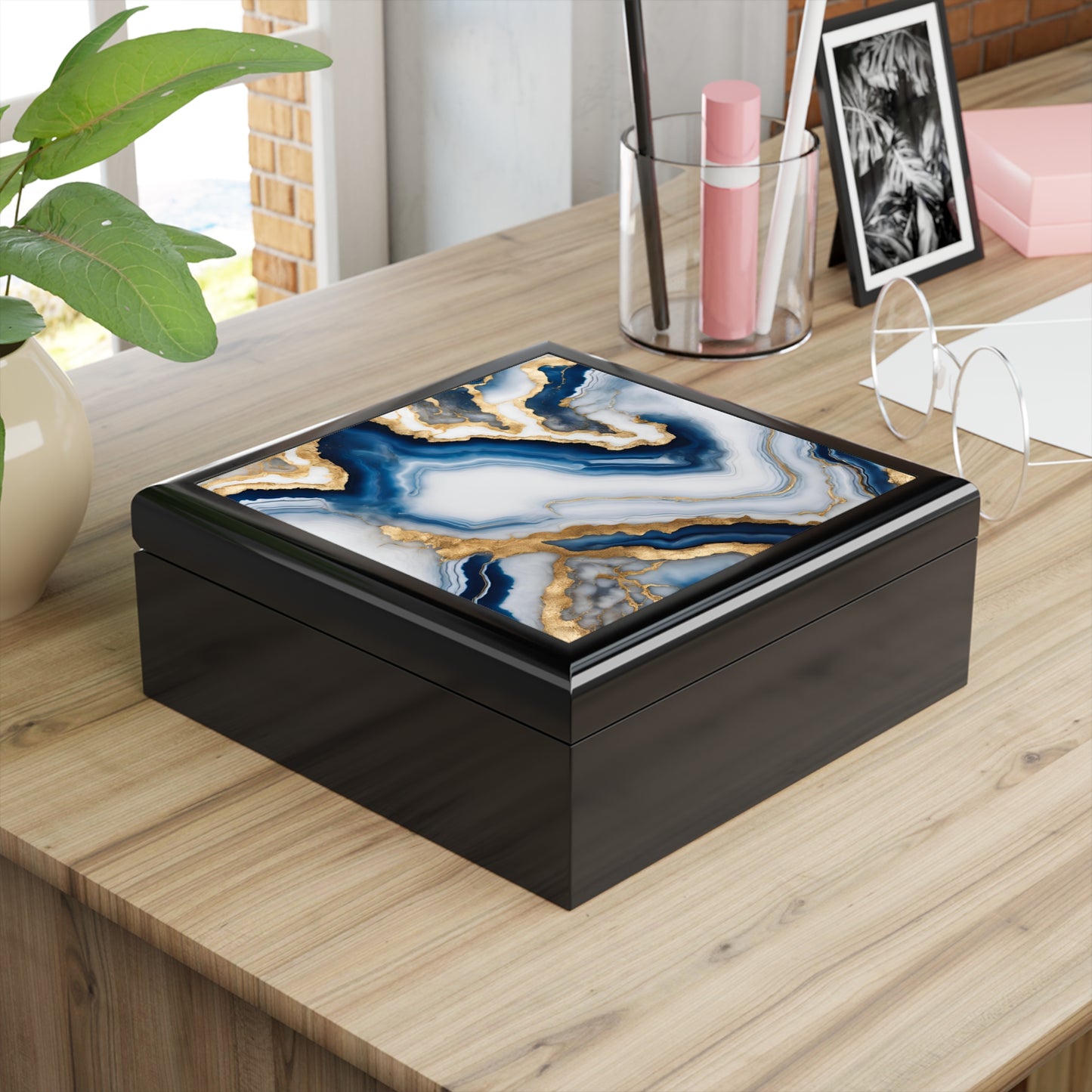 Unique Art Print Design Jewelry Box Trinket Box Bedroom Dresser Decor Vanity Gift Box - 3 colors to choose from