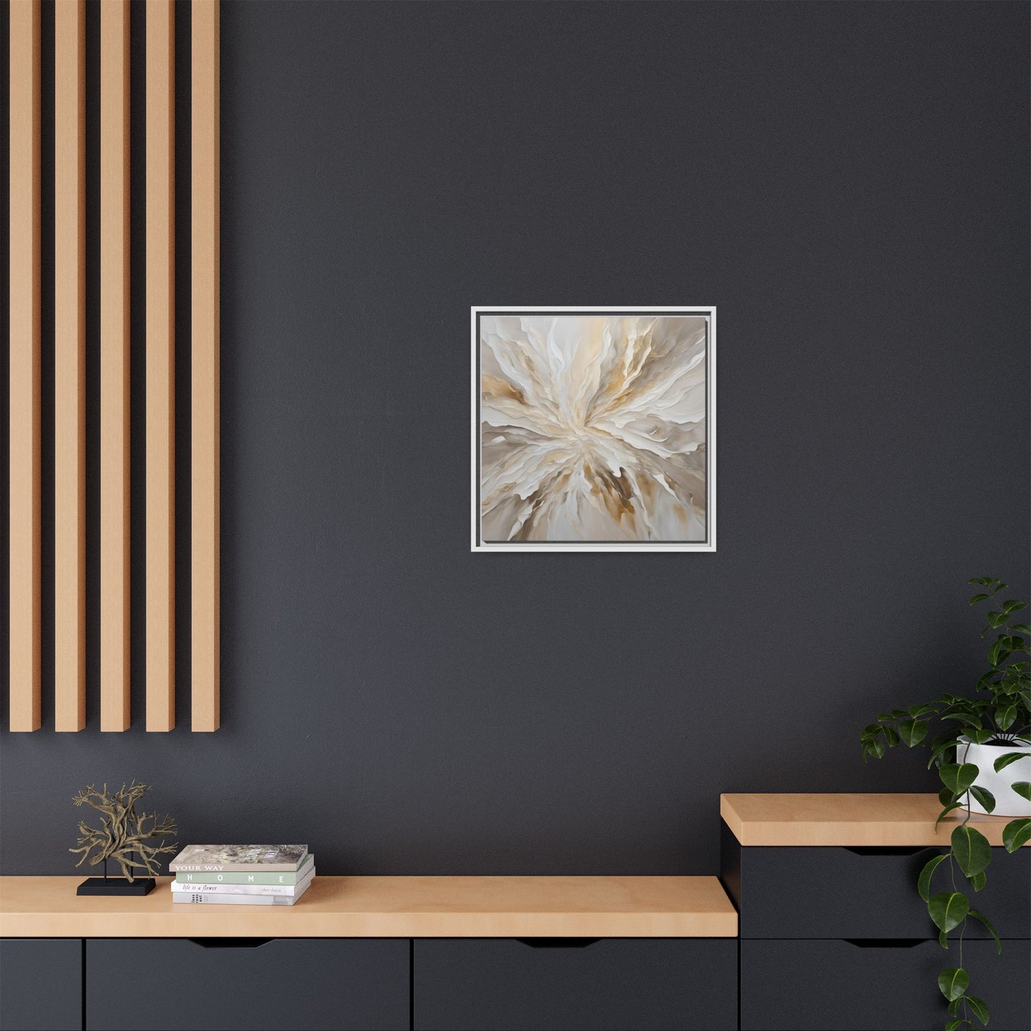 Modern Abstract Floral Design Unique Framed Canvas Wall Art Starburst Gift Nature Lover Gift Garden Lover Gift 3 frame colors