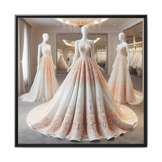 Fashion Formal Wedding Dress Framed Canvas Print Wall Art Unique Fashion Designer Style Haute Couture Fashionista Gift Decor 3 Frame Colors