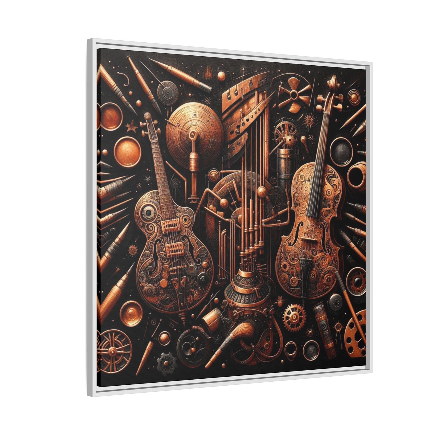 Modern Music-Themed Print Abstract Design Unique Framed Canvas Print Steampunk Wall Art Music Lover Gift Decor 3 frame colors