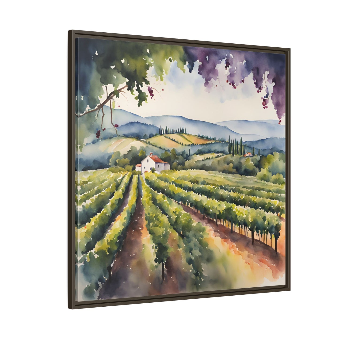 Vineyard Design Unique Framed Canvas Wall Art Gift Nature Lover Landscape Decor Wine Lover Gift Grape Vines Image 3 frame colors