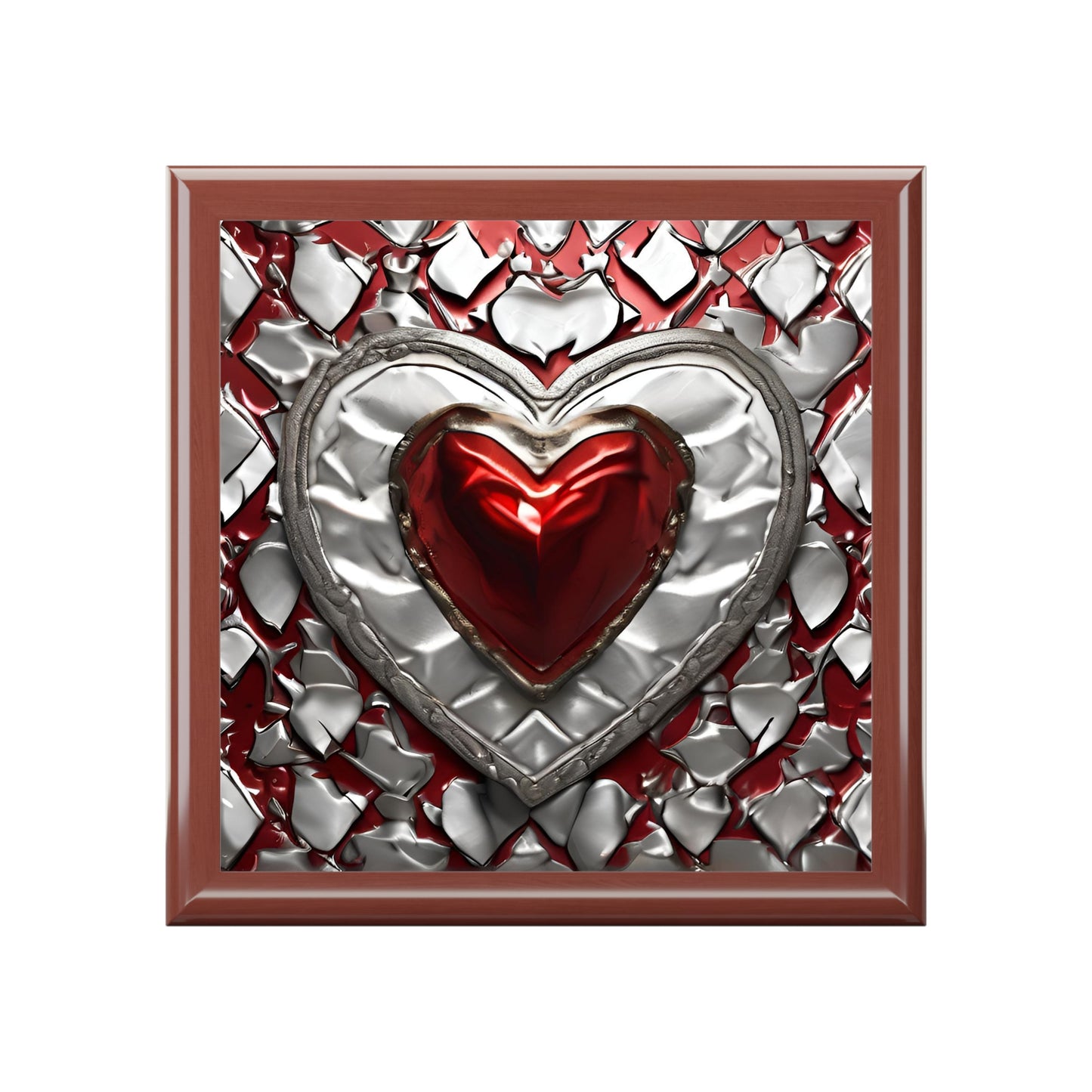 Unique Heart Art Print Design Jewelry Box Trinket Box Bedroom Dresser Decor Vanity Gift Box - 3 colors to choose from