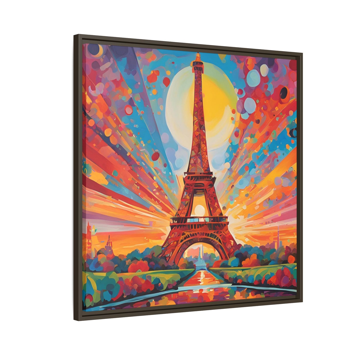 Modern Abstract Eiffel Tower Design Unique Framed Colorful Canvas Landscape Wall Art Paris France Gift Nature Lover Gift 3 frame colors