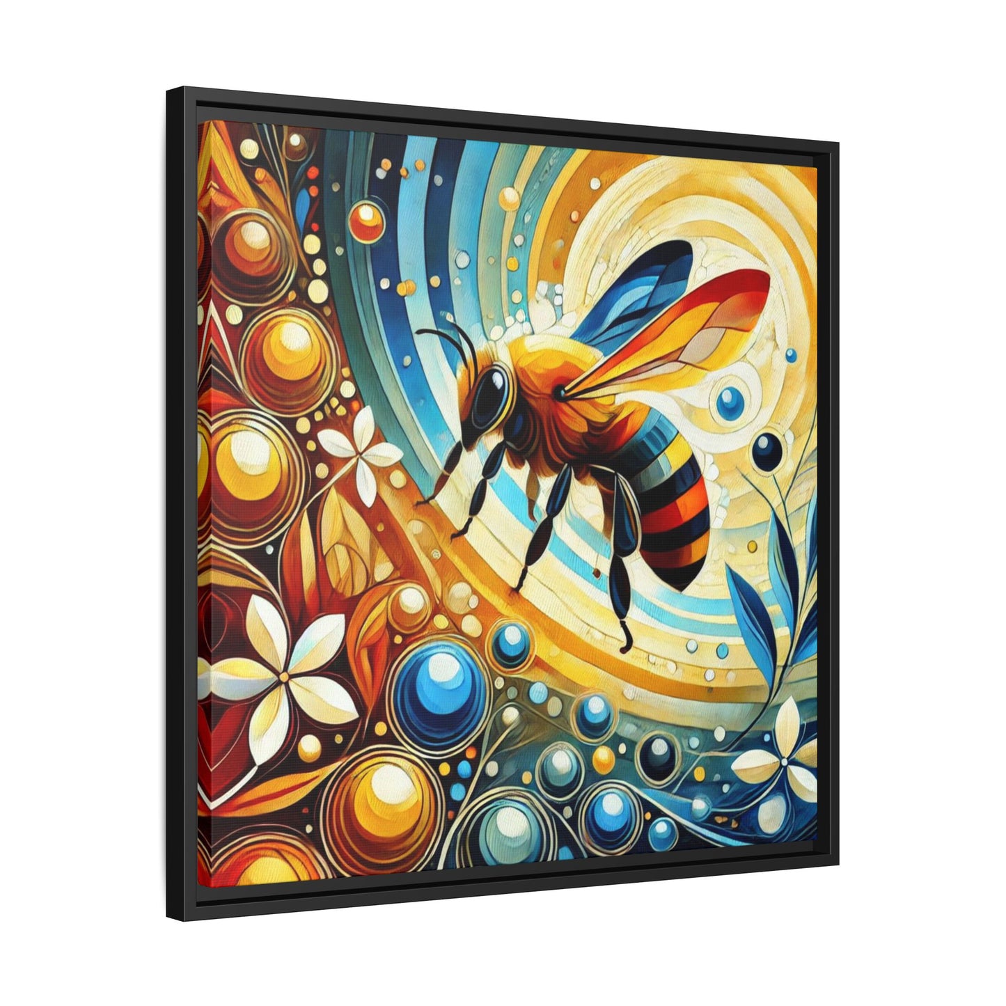Modern Bee Print Abstract Design Unique Framed Canvas Print Insect Lover Wall Art Animal Lover Nature Lover Decor 3 frame colors