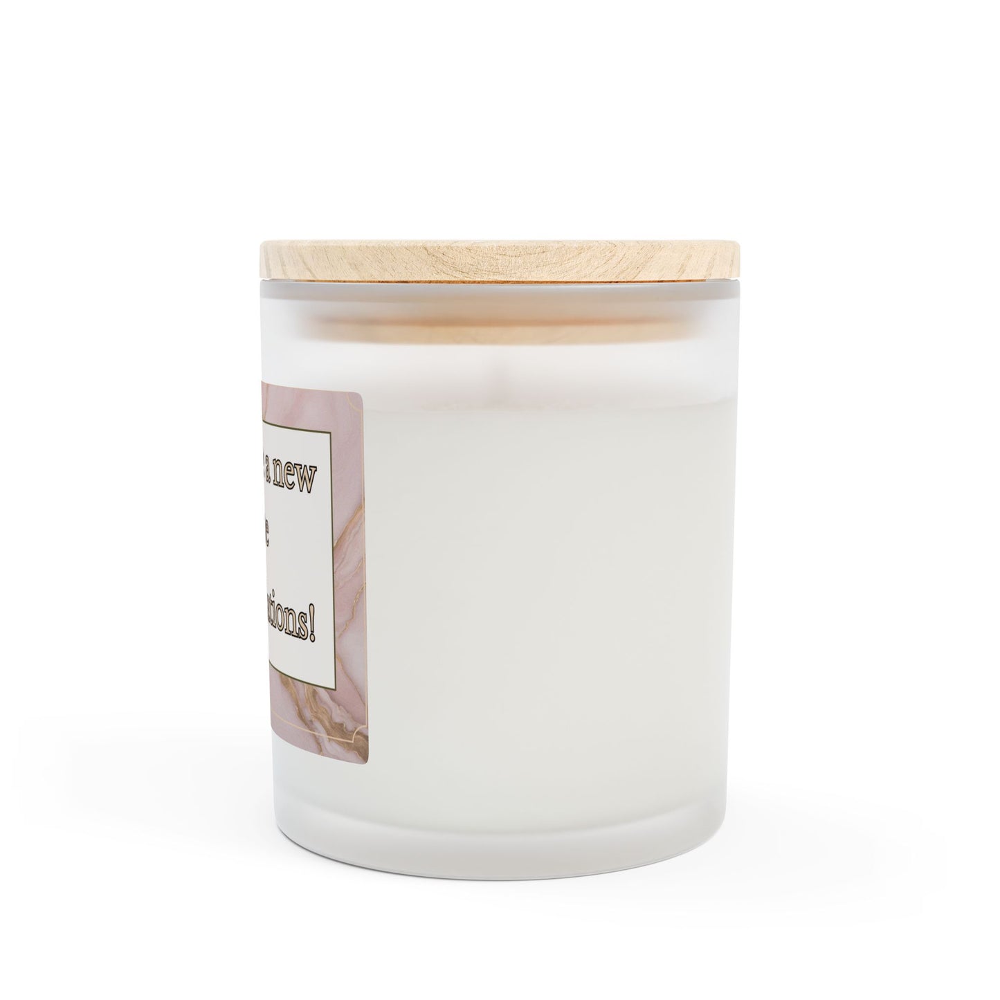 Artisanal Coconut Soy Frosted Glass Candle with Wooden Wick and Raw Maple Lid 11 oz Hand Poured Candle for New Home Owner 50 hrs burn time