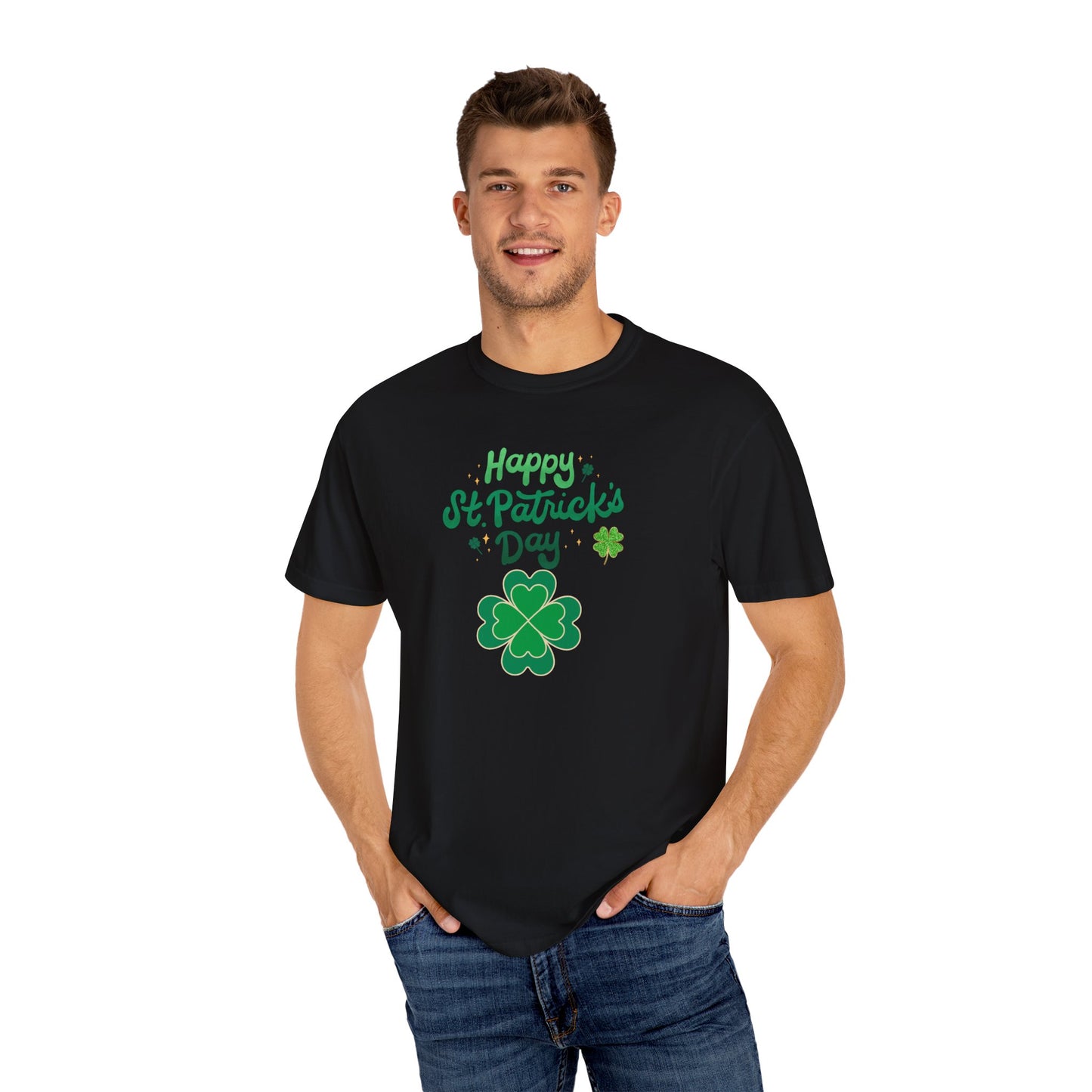 St. Patrick's Day T-Shirt Unisex Comfort Colors Relaxed Fit Garment-Dyed Tee 4 Leaf Clover Shirt Irish Themed Gift