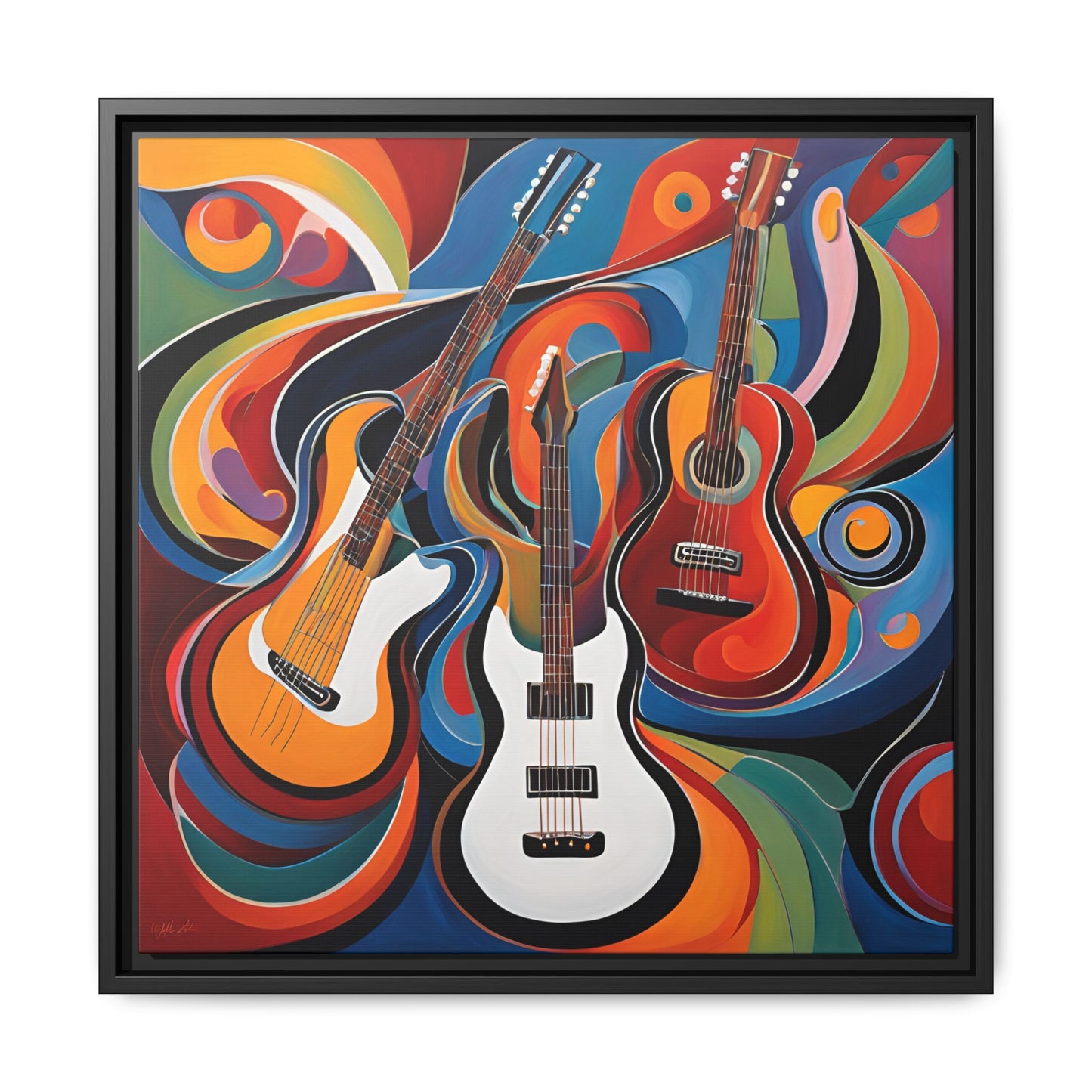 Modern Music-Themed Print Abstract Design Unique Framed Canvas Print Guitar Wall Art Music Lover Gift Decor 3 frame colors