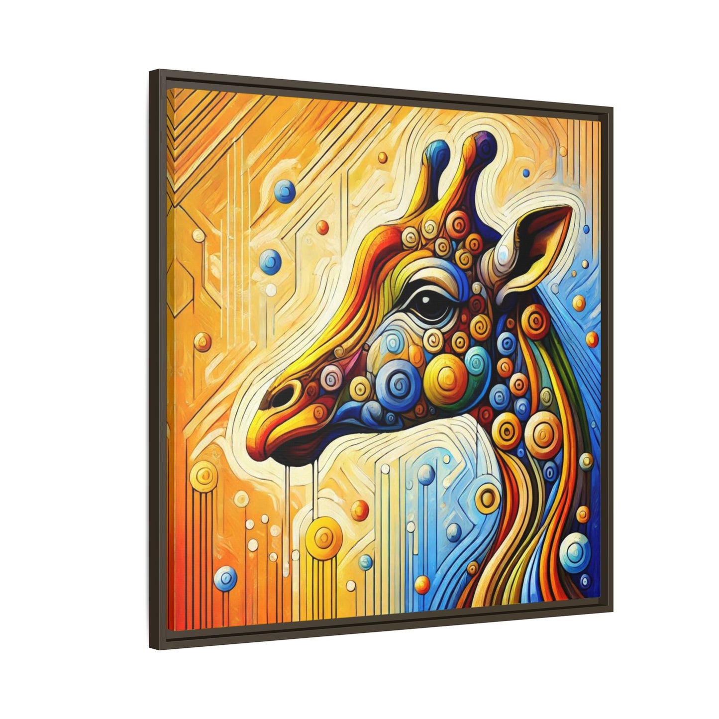Modern Giraffe Print Abstract Design Unique Framed Canvas Print African Wall Art Animal Lover Gift Nature Lover Decor 3 frame colors