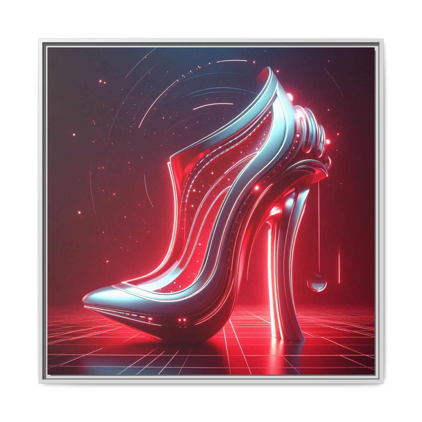 High Heel Shoe Framed Canvas Print Wall Art Unique Fashion Designer Style Haute Couture Shoe Lover Fashionista Gift Decor 3 Frame Colors