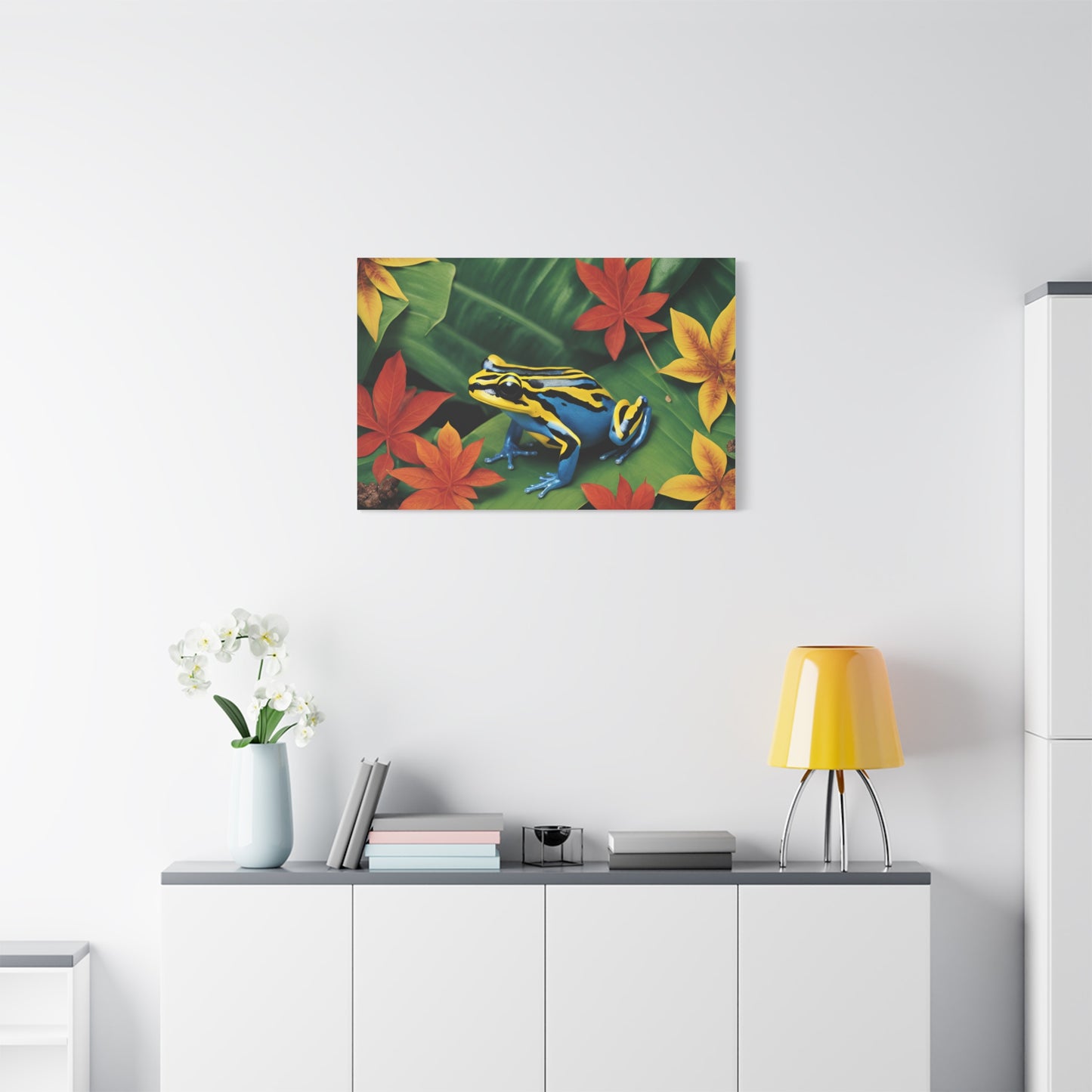 Dart Frog on Leaf Print Wall Art | Matte Canvas, Stretched, 1.25" | Ocean | Nature | Tranquill | Tropical | Fall leaves |