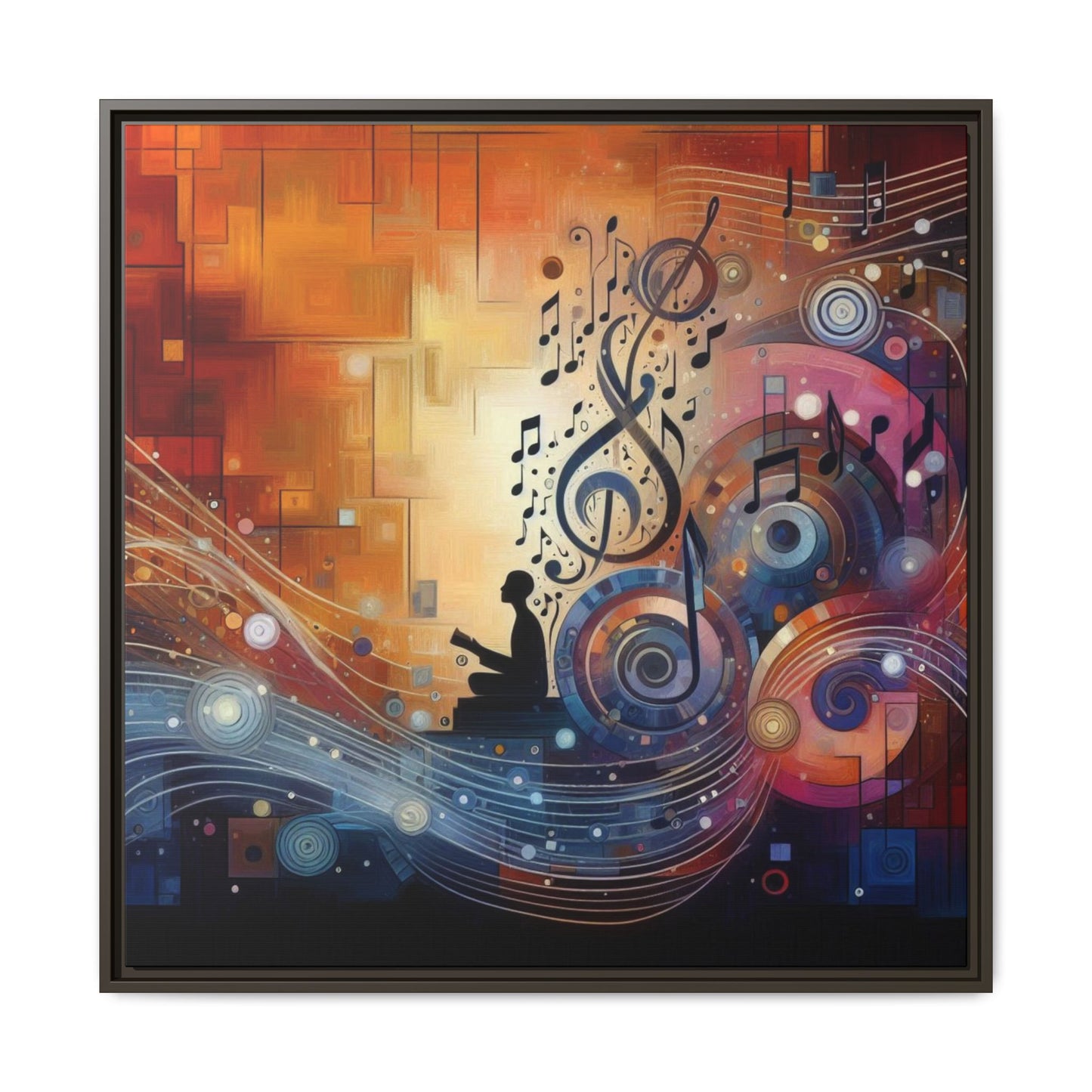 Modern Music-Themed Print Abstract Design Unique Framed Canvas Print Treble Clef Note Wall Art Music Lover Gift Decor 3 frame colors