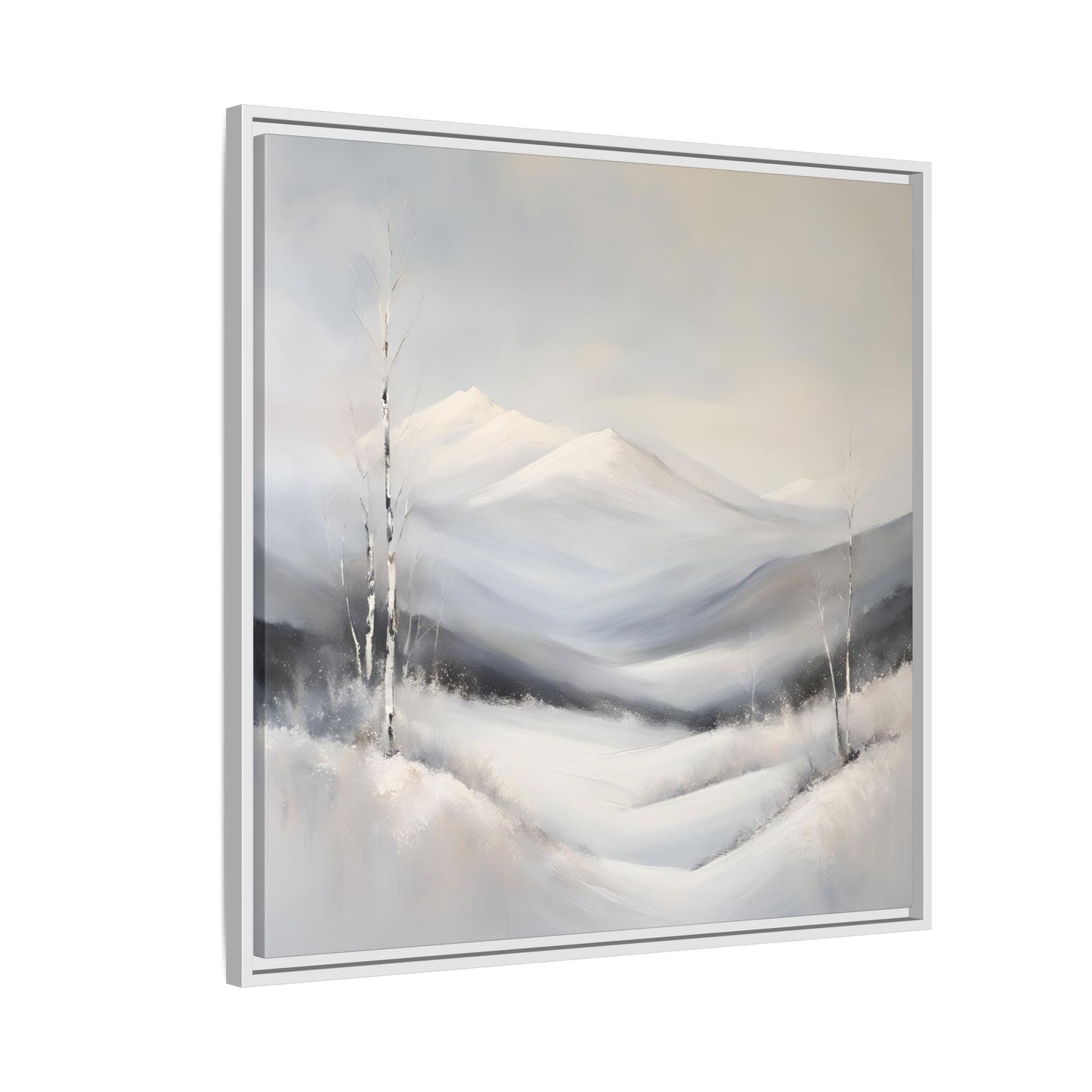 Modern Abstract Mountain Design Unique Framed Canvas Wall Art Snowy Gift Nature Lover Gift 3 frame colors