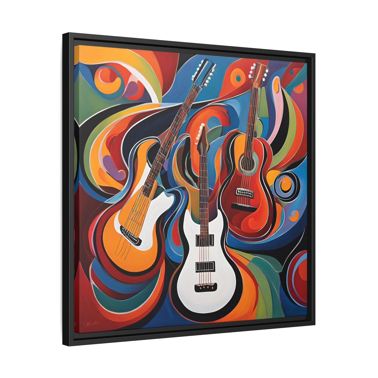 Modern Music-Themed Print Abstract Design Unique Framed Canvas Print Guitar Wall Art Music Lover Gift Decor 3 frame colors