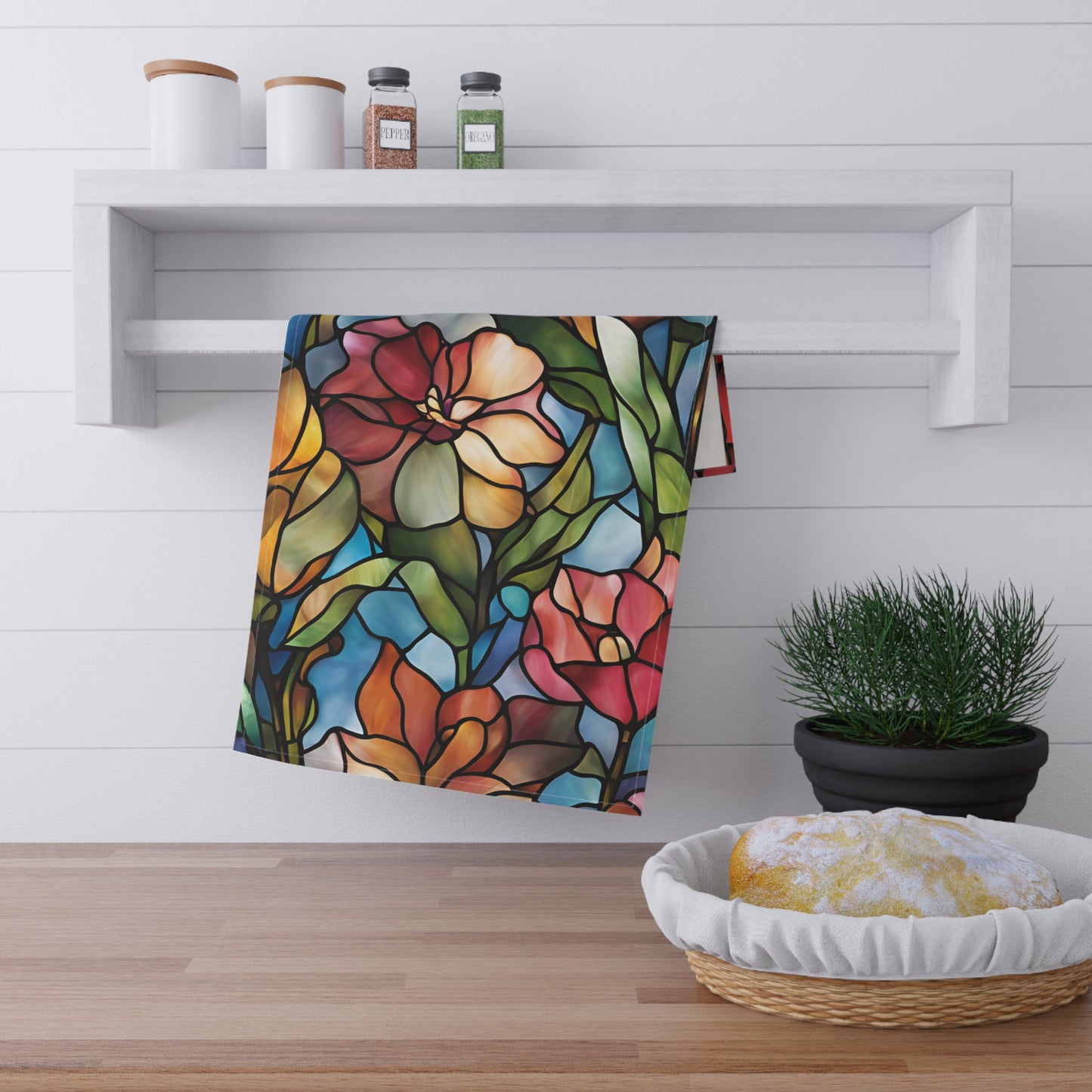 Floral Kitchen Tea Towel Pastel Dish Towel Durable Hand Towel Gift for Flower Lover Whimsical Home Decor Decorative Kitchen Cotton Twill