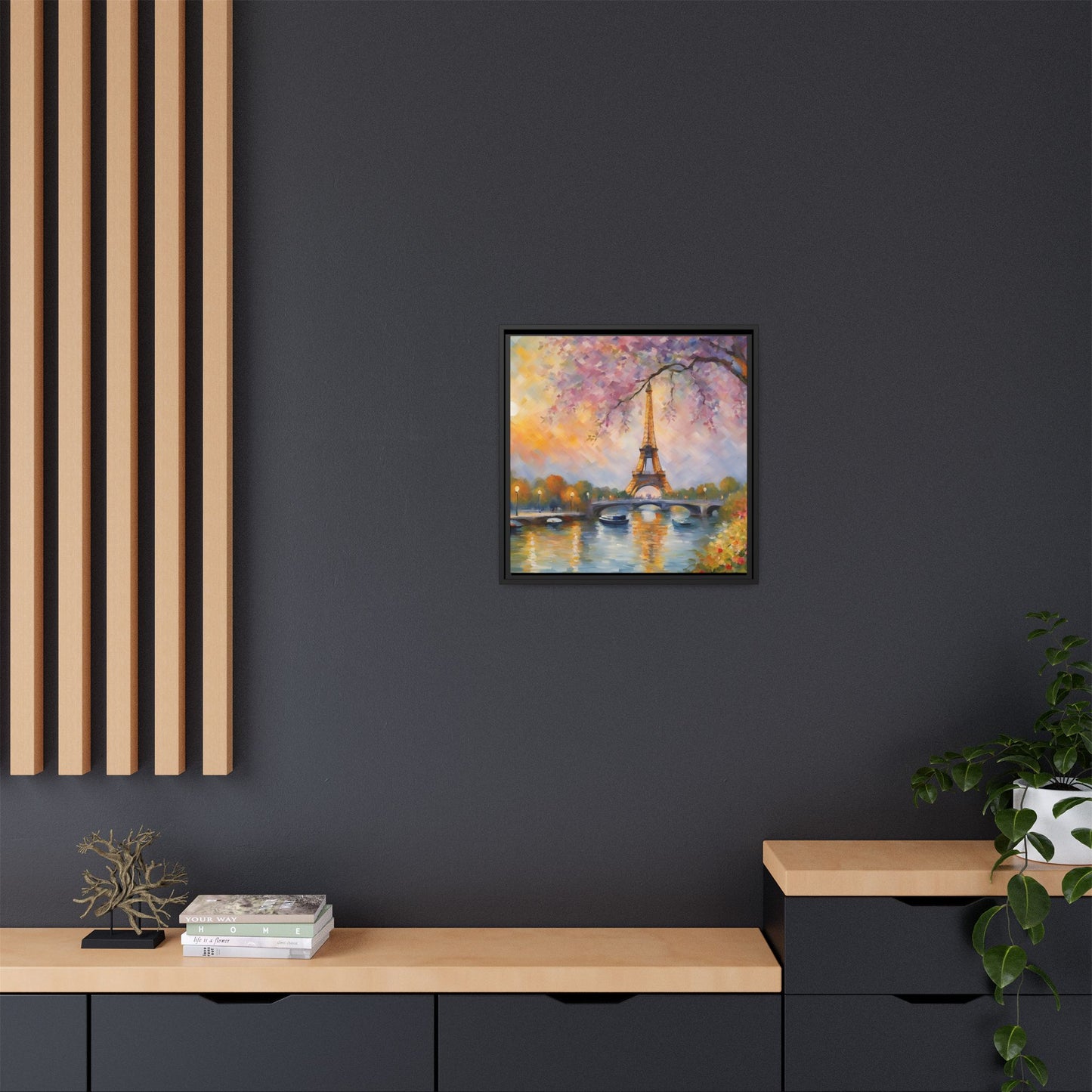 Modern Abstract Eiffel Tower Design Unique Framed Canvas Landscape Wall Art Paris France Gift Nature Lover Gift 3 frame colors