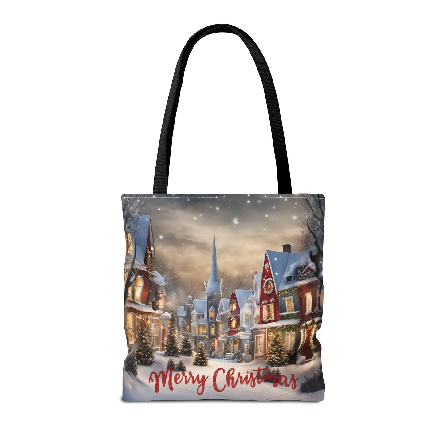 Christmas Tote Bag Holiday Cheer Gift Glam Winter Accessory Reusable Snowy Winter Town Shopping Bag Xmas Joy Gift Unisex Bag for Him Her