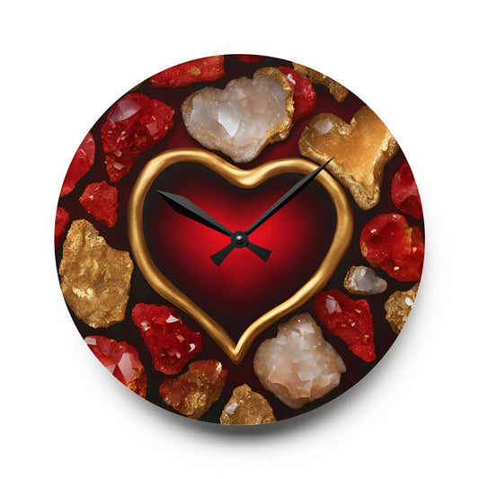 Heart Design Acrylic Office Clock Unique Colorful Wall Clock for Kitchen or Living Room Nature Lover Gift Rock Art Design