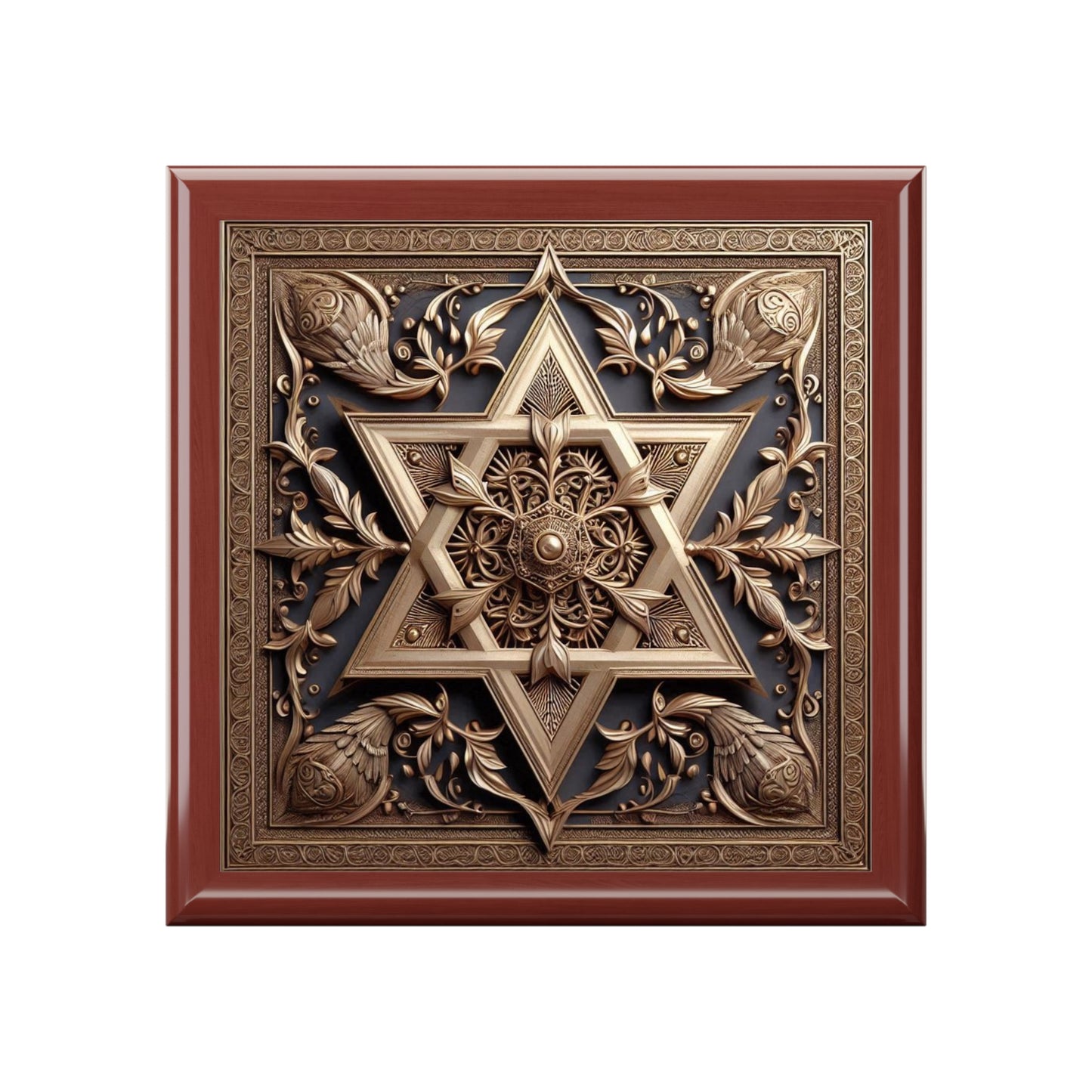 Elegant Star of David Wood Jewelry Box Handcrafted Holiday Trinket Rustic Keepsake Gift for Him Her Festive Vanity Storage Hanukkah Decor