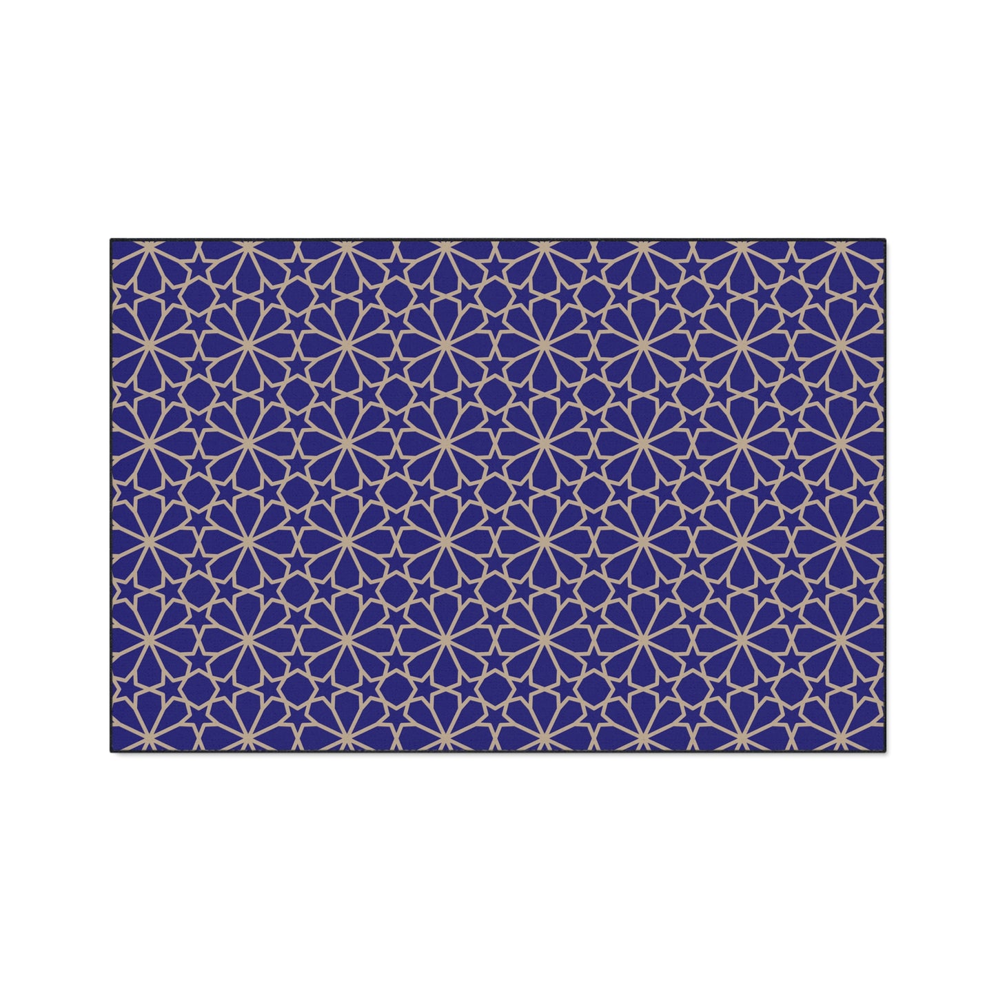 Decorative Heavy Duty Non-Slip Floor Mat Stylish Design Perfect for Entryway Kitchen Blue and Gold Geometric Floral Design Rug Bathroom Mat