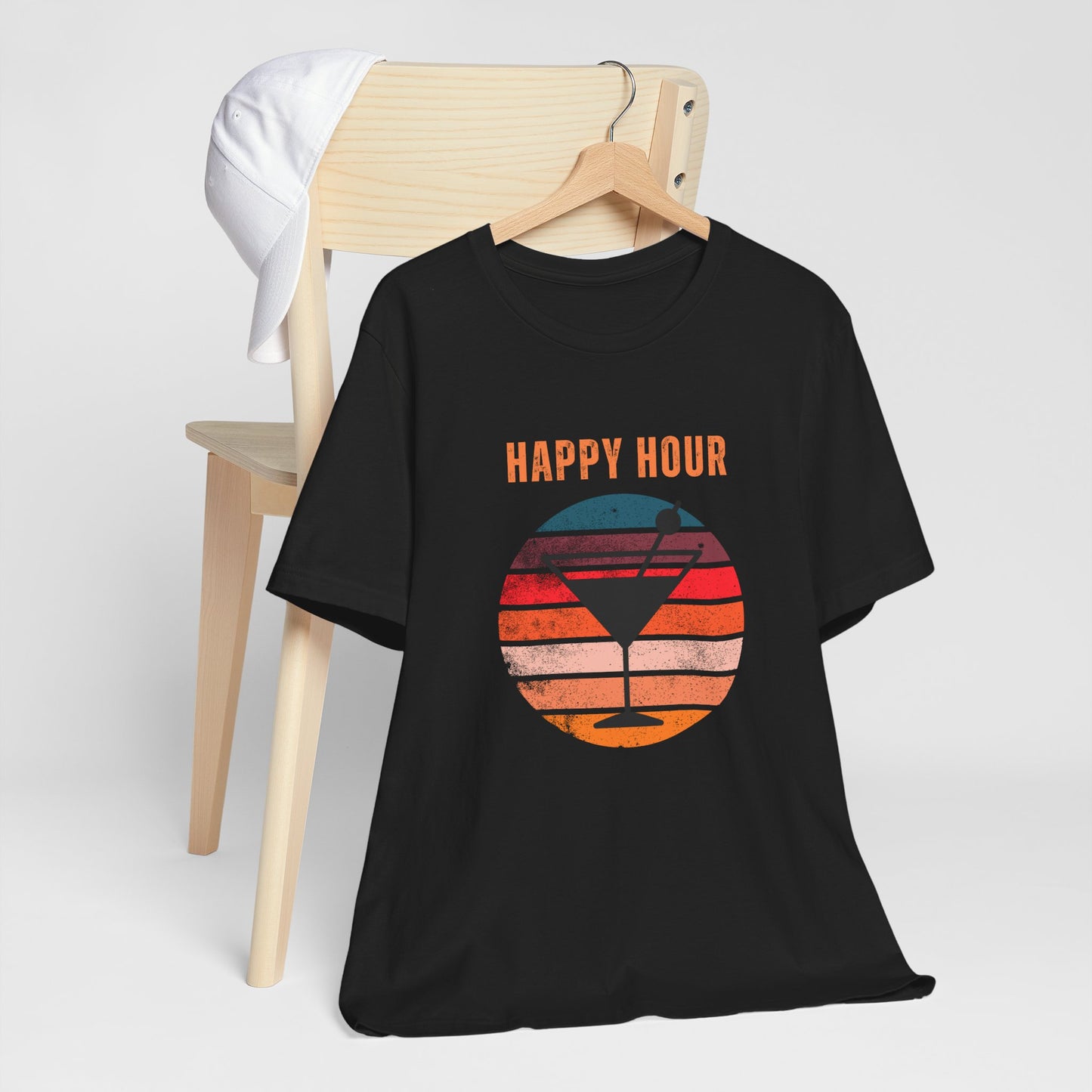 Happy Hour Martini Glass T-Shirt | Unique Unisex Bar Humor Gift Tee | Funny Alcohol Shirt |