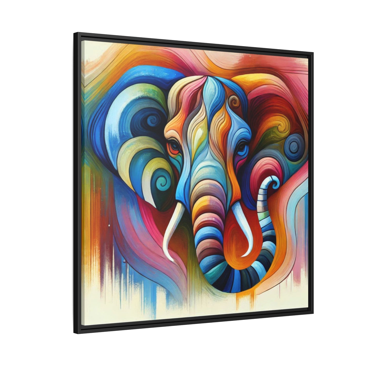 Modern Elephant Print Abstract Design Unique Framed Canvas Print African Wall Art Animal Lover Gift Nature Lover Decor 3 frame colors