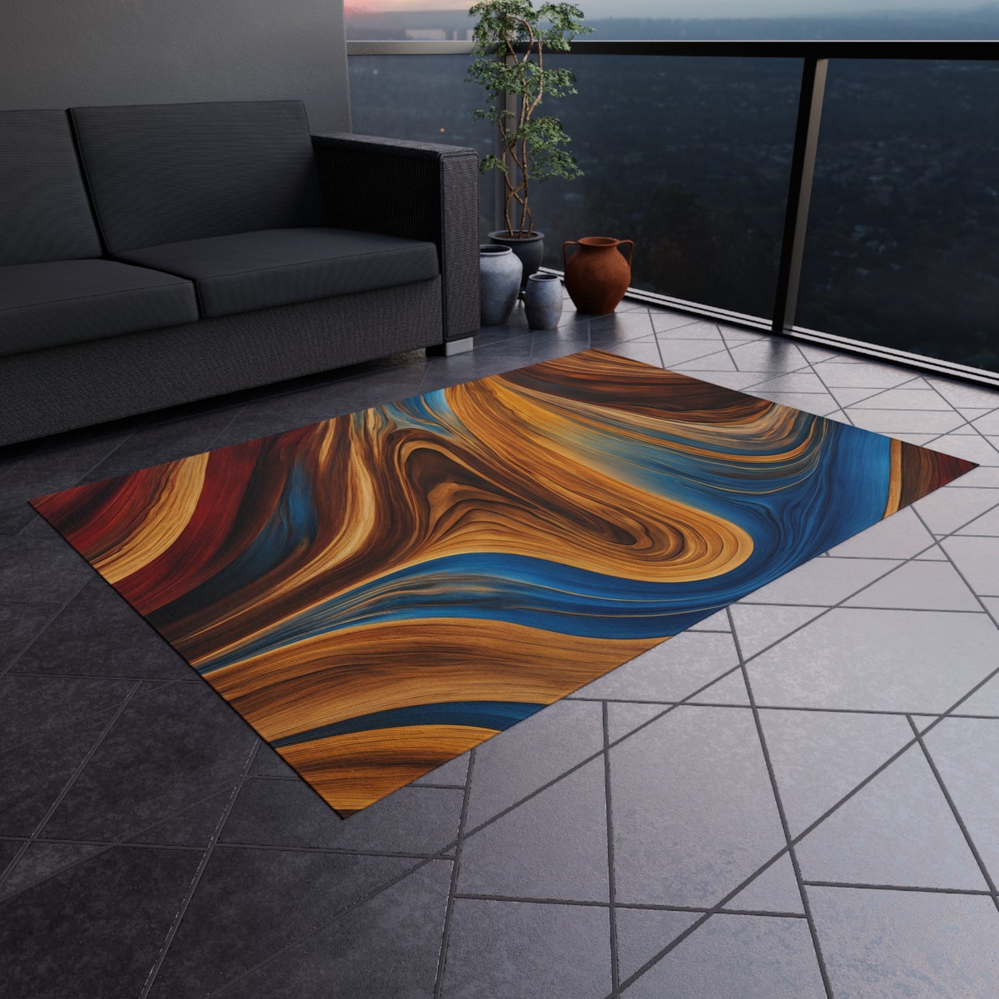 Modern Chenille Outdoor Rug with No-Skid Backing Cozy Outdoor Carpet Patio Decor Gazebo Rug Pool Area Decor Outdoor Kitchen Carpet