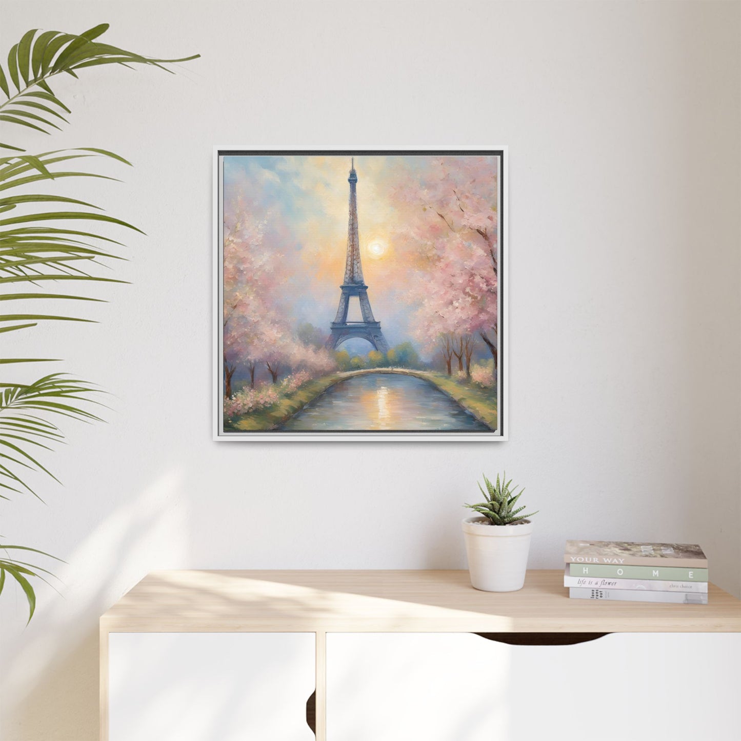 Modern Abstract Pastel Eiffel Tower Design Unique Framed Colorful Canvas Landscape Wall Art Paris France Gift Landscape Gift 3 frame colors