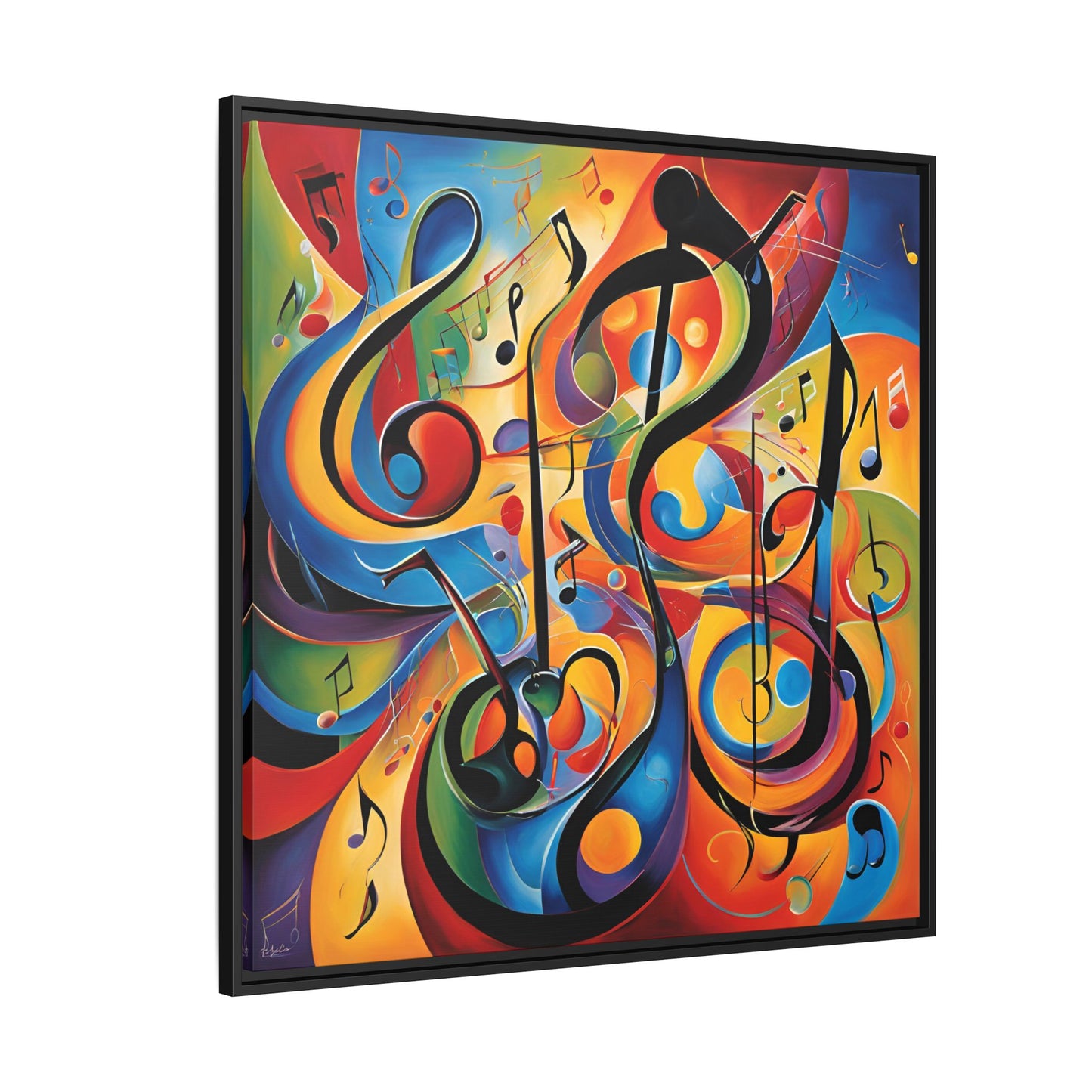 Modern Music-Themed Print Abstract Design Unique Framed Canvas Print Treble Clef Note Wall Art Music Lover Gift Decor 3 frame colors