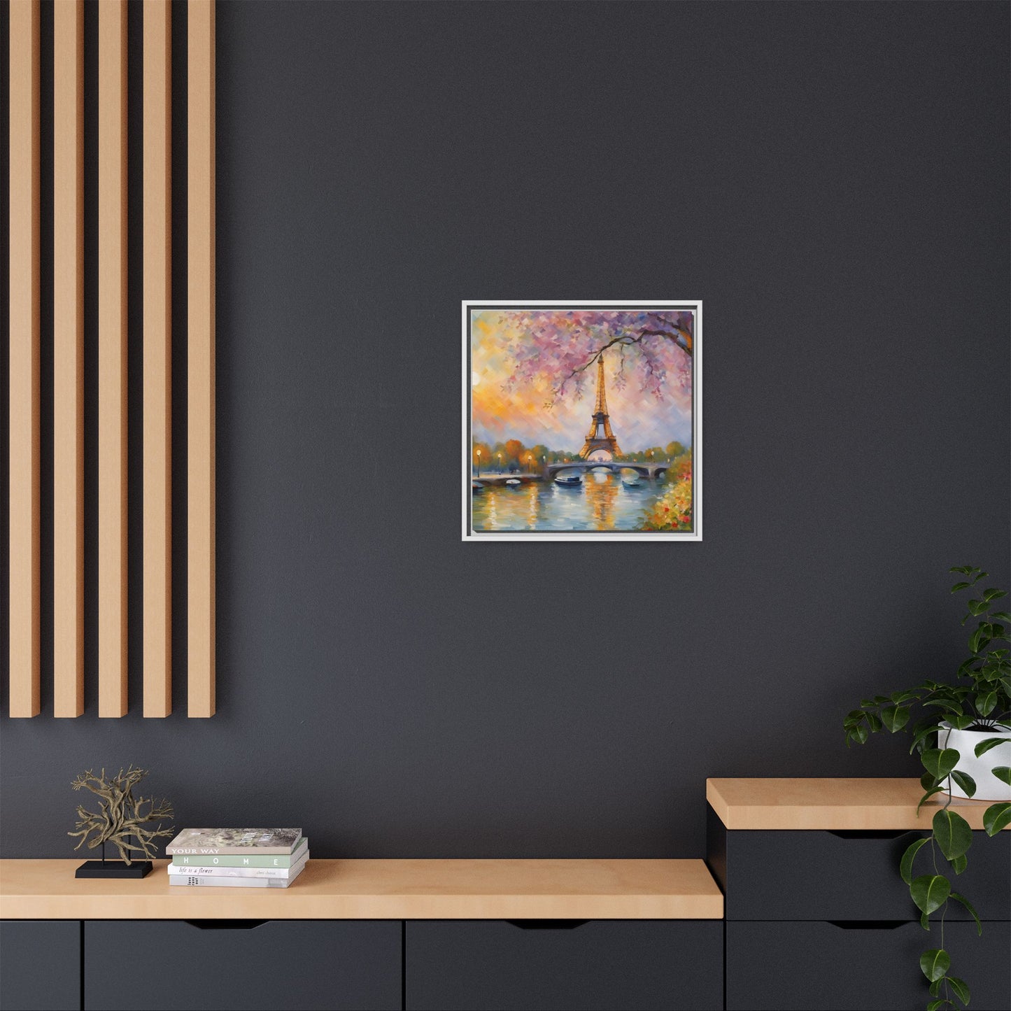 Modern Abstract Eiffel Tower Design Unique Framed Canvas Landscape Wall Art Paris France Gift Nature Lover Gift 3 frame colors